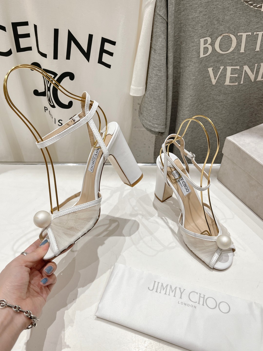 高版本出厂 JIMMY CHOO*｜JC/吉米周ss夏季新款珍珠高跟凉鞋原版套楦，完美的线条，简约大气上