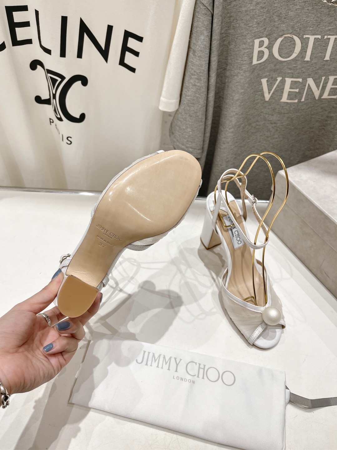 高版本出厂 JIMMY CHOO*｜JC/吉米周ss夏季新款珍珠高跟凉鞋原版套楦，完美的线条，简约大气上