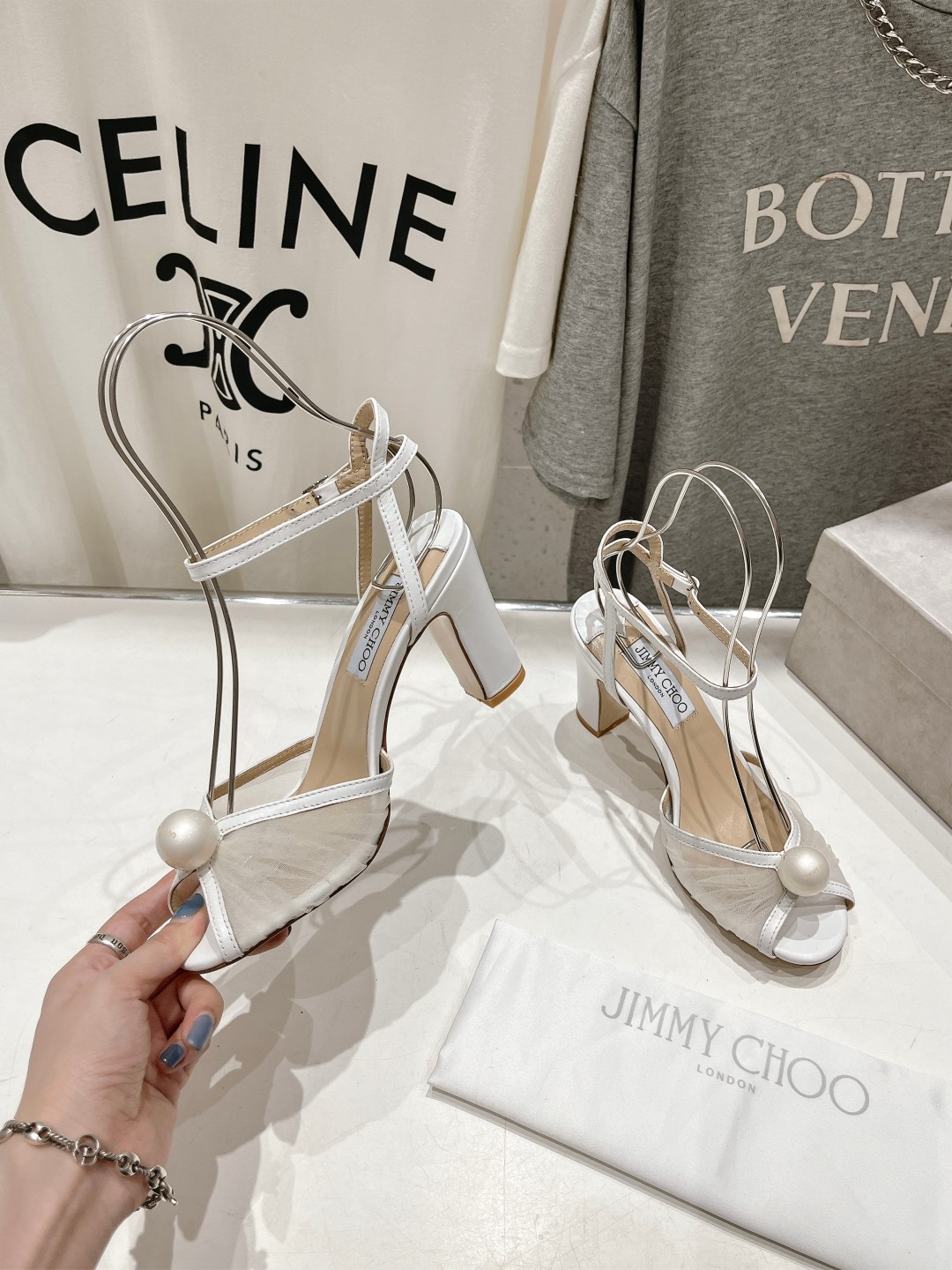 高版本出厂 JIMMY CHOO*｜JC/吉米周ss夏季新款珍珠高跟凉鞋原版套楦，完美的线条，简约大气上