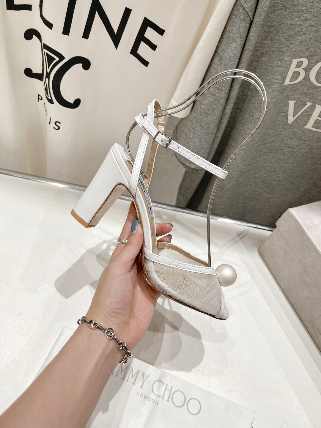 高版本出厂 JIMMY CHOO*｜JC/吉米周ss夏季新款珍珠高跟凉鞋原版套楦，完美的线条，简约大气上