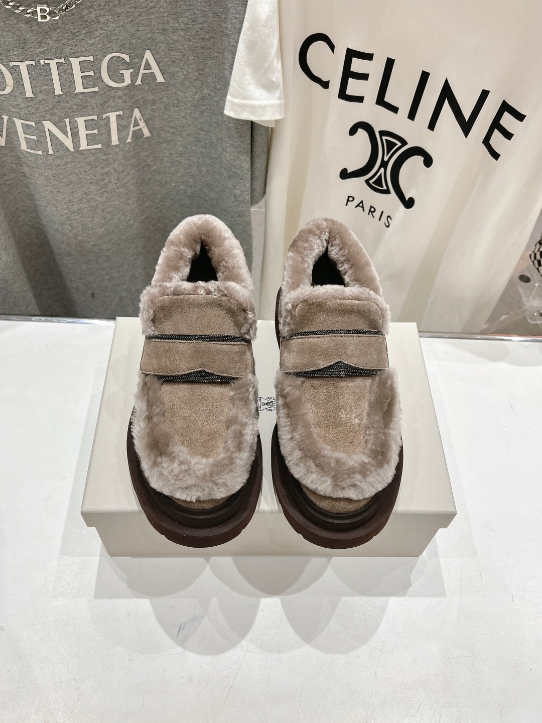 高版本出厂 Brunello Cucinelli 新款BC经典休闲鞋一脚蹬羊毛里乐福鞋系列单鞋BC是意大