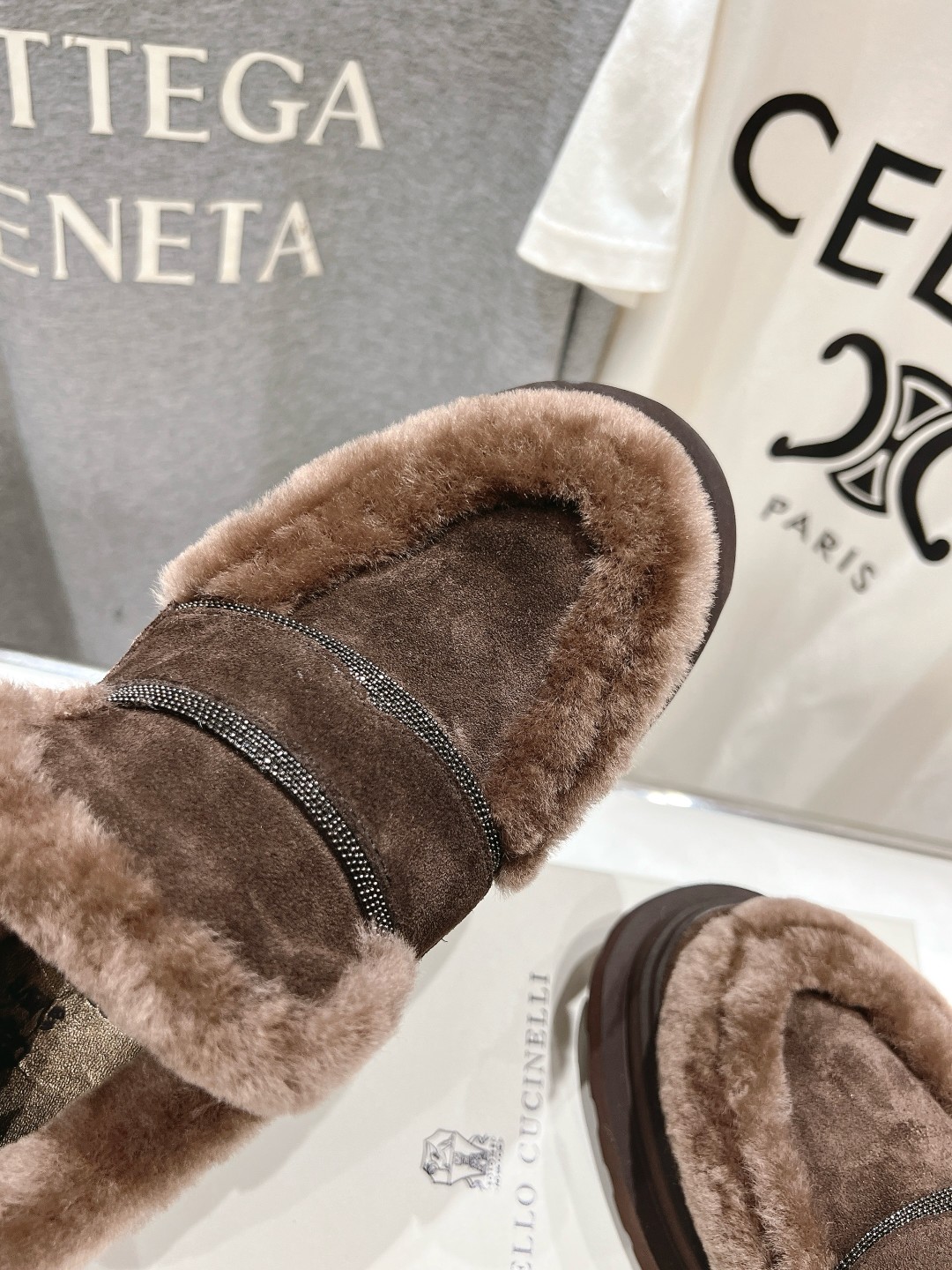 高版本出厂 Brunello Cucinelli 新款BC经典休闲鞋一脚蹬羊毛里乐福鞋系列单鞋BC是意大