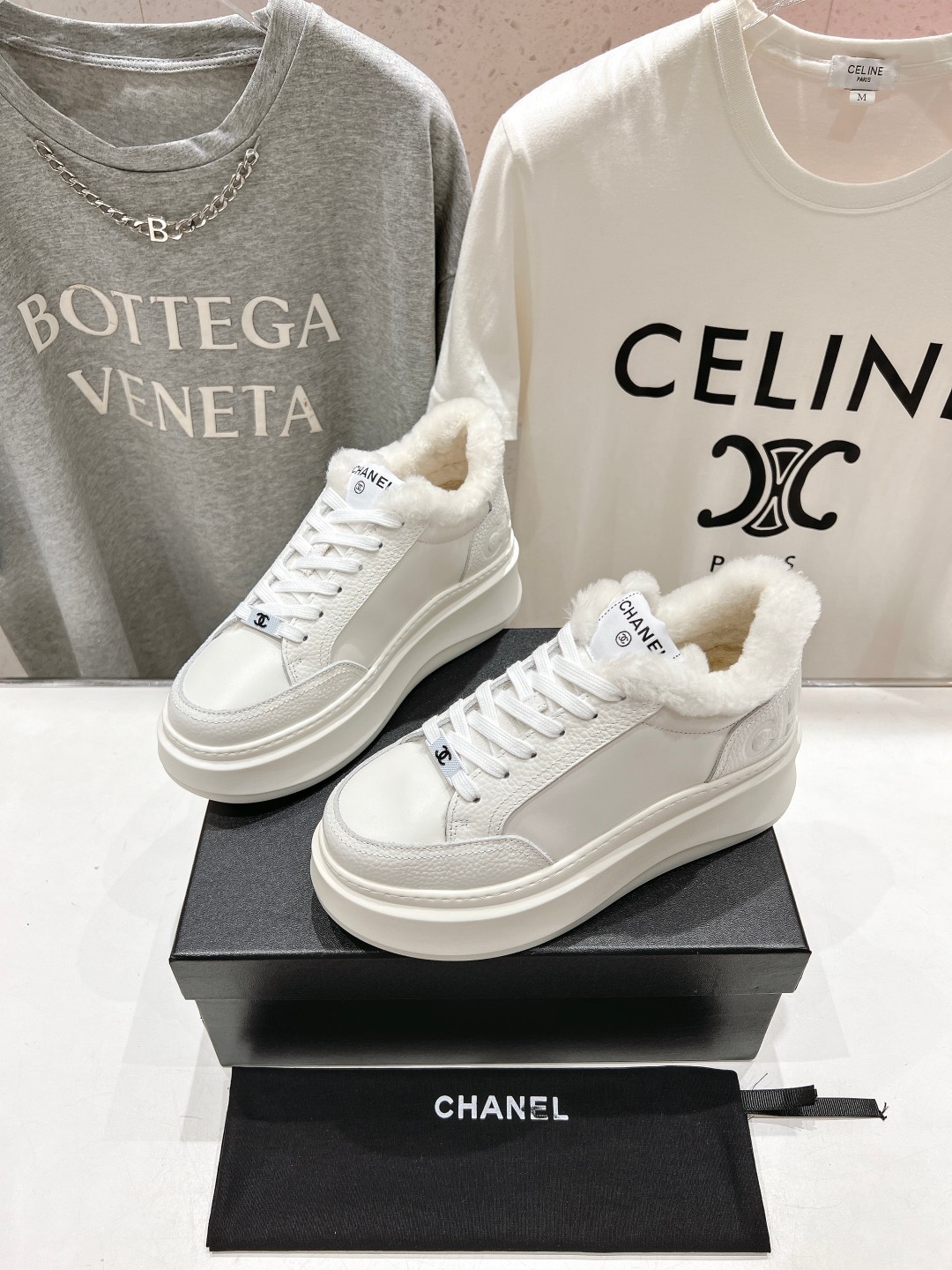 高版本出厂 毛里 Chanel* 小香2025ss冬季最新厚底毛毛内里饼干鞋，熊猫鞋休闲鞋网红明星小红书