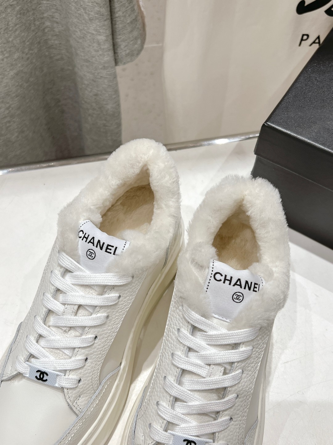 高版本出厂 毛里 Chanel* 小香2025ss冬季最新厚底毛毛内里饼干鞋，熊猫鞋休闲鞋网红明星小红书