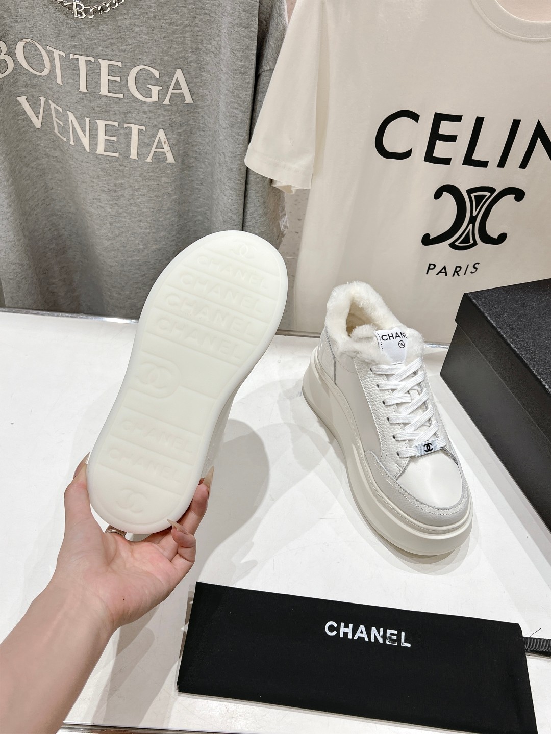 高版本出厂 毛里 Chanel* 小香2025ss冬季最新厚底毛毛内里饼干鞋，熊猫鞋休闲鞋网红明星小红书