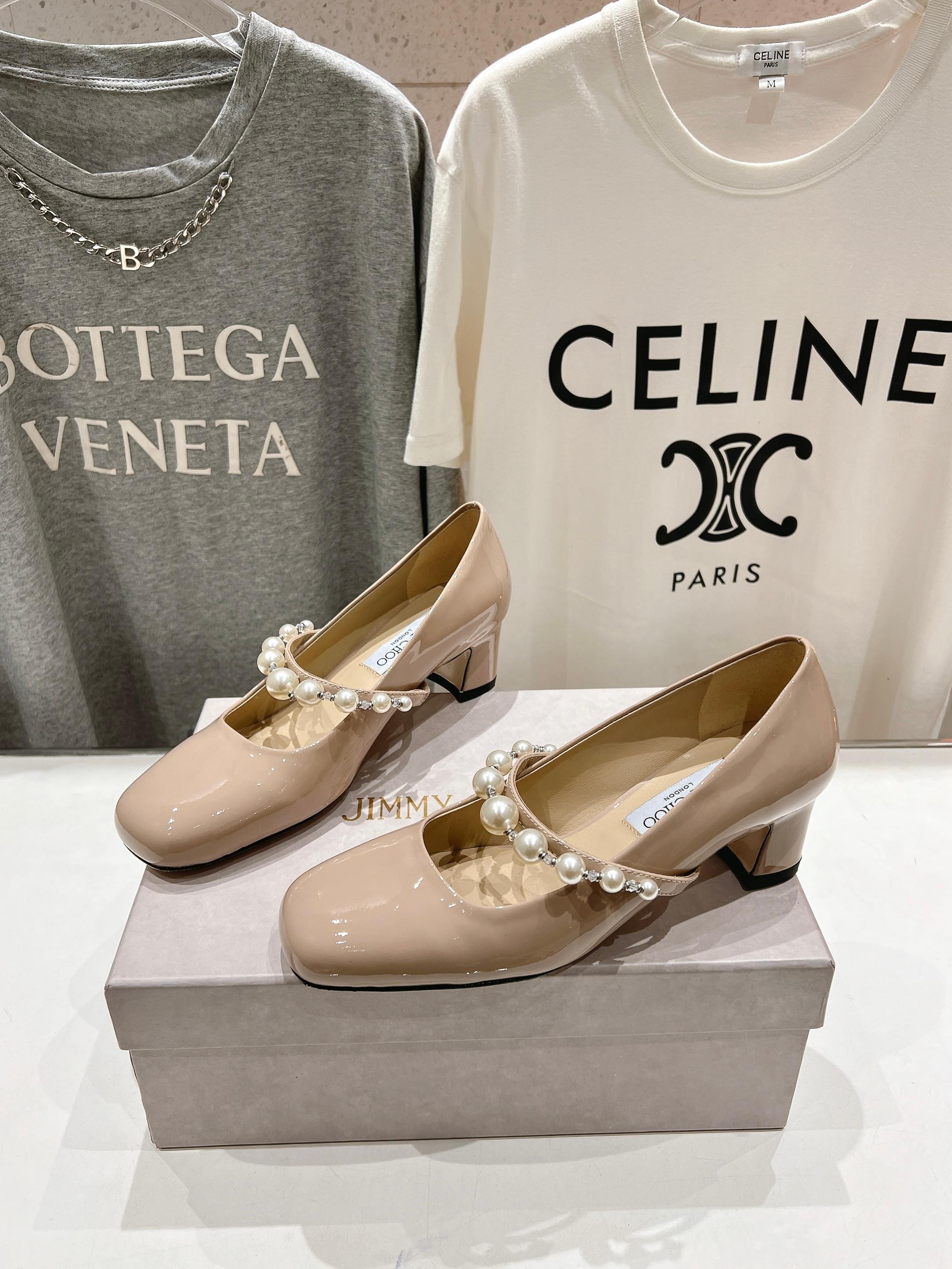 高版本出厂 JIMMY CHOO*｜JC/吉米周ss春夏新款简约小方头珍珠高跟鞋单鞋原版套楦，完美的线条
