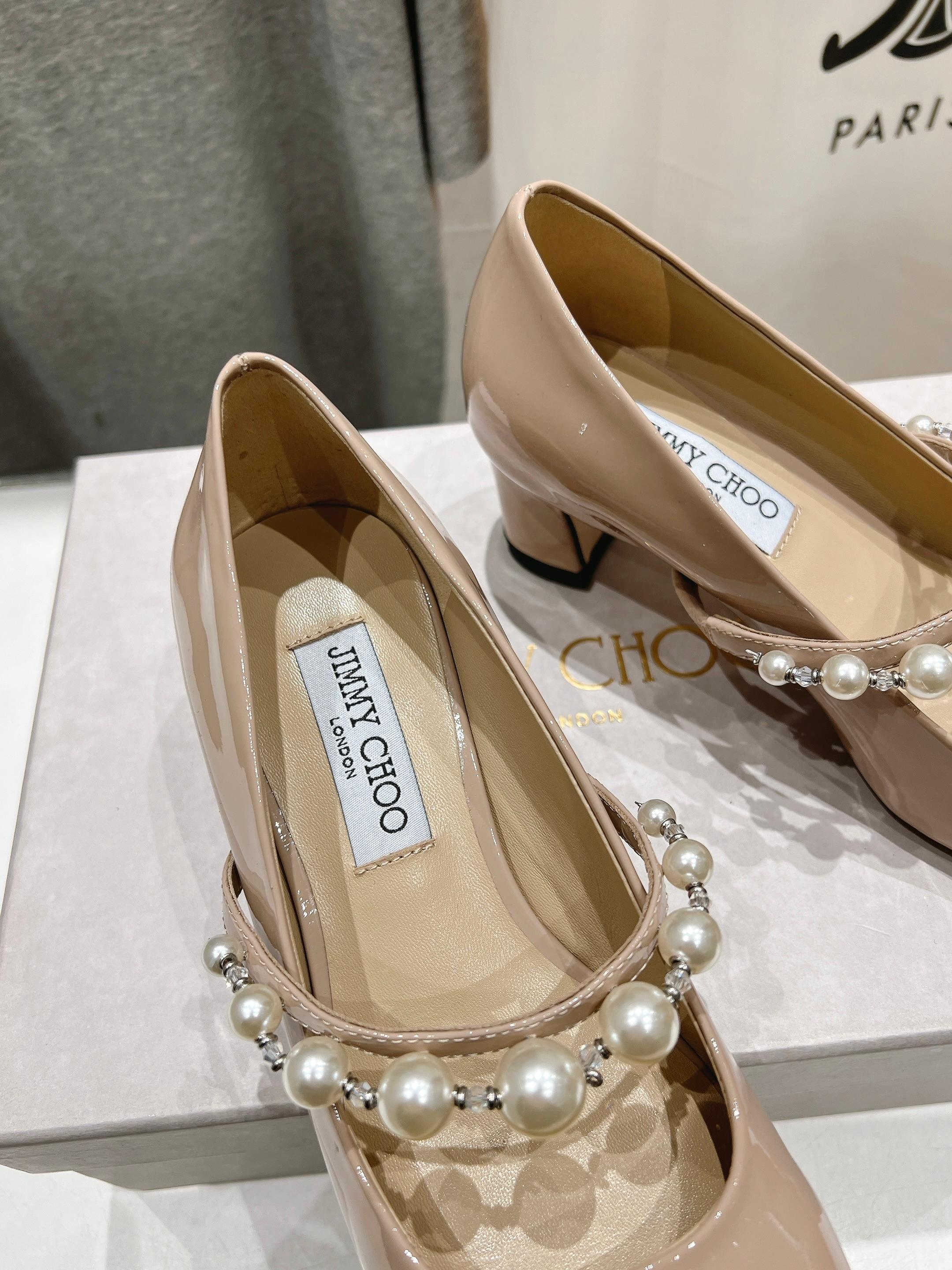 高版本出厂 JIMMY CHOO*｜JC/吉米周ss春夏新款简约小方头珍珠高跟鞋单鞋原版套楦，完美的线条