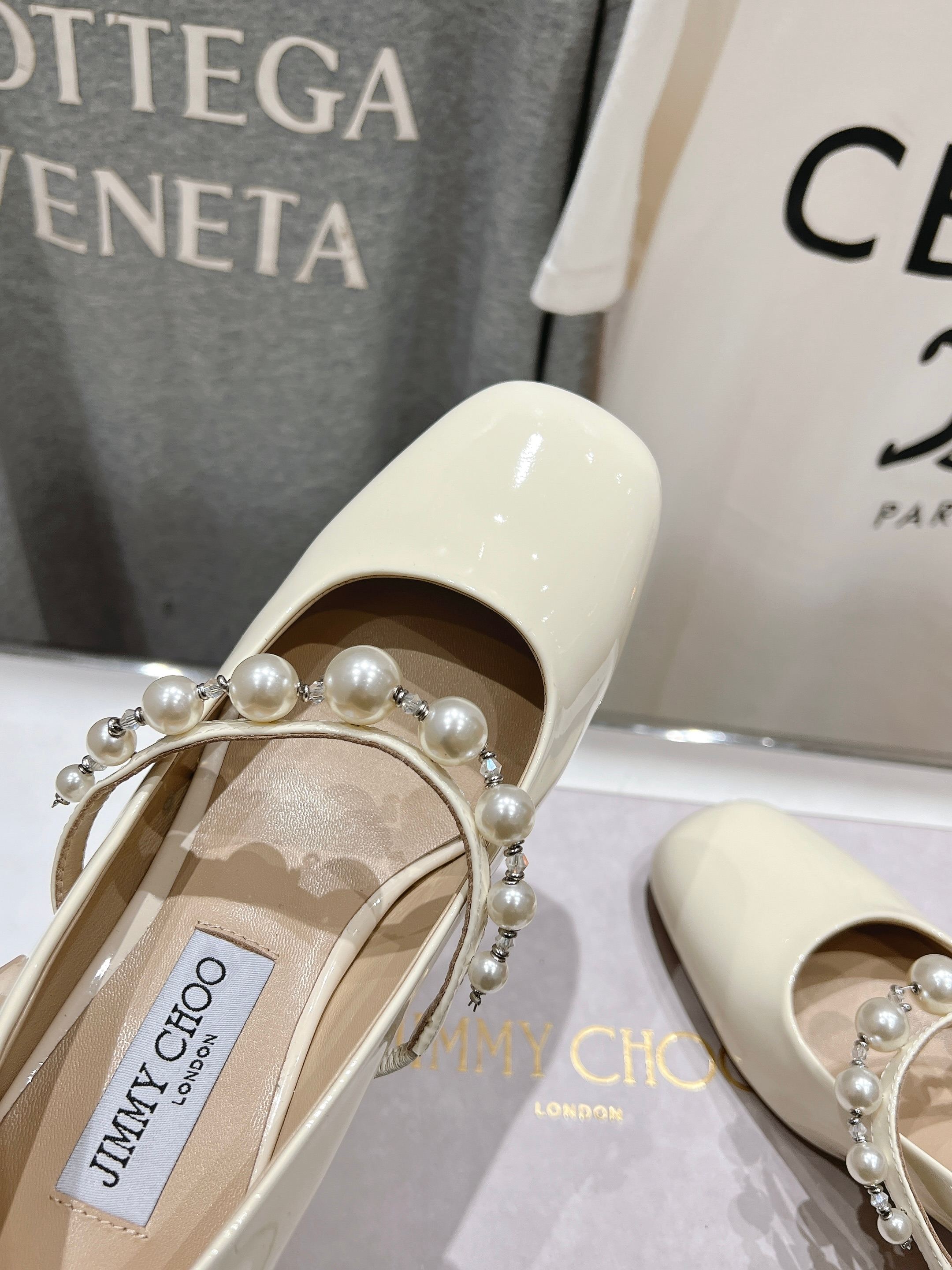 高版本出厂 JIMMY CHOO*｜JC/吉米周ss春夏新款简约小方头珍珠高跟鞋单鞋原版套楦，完美的线条