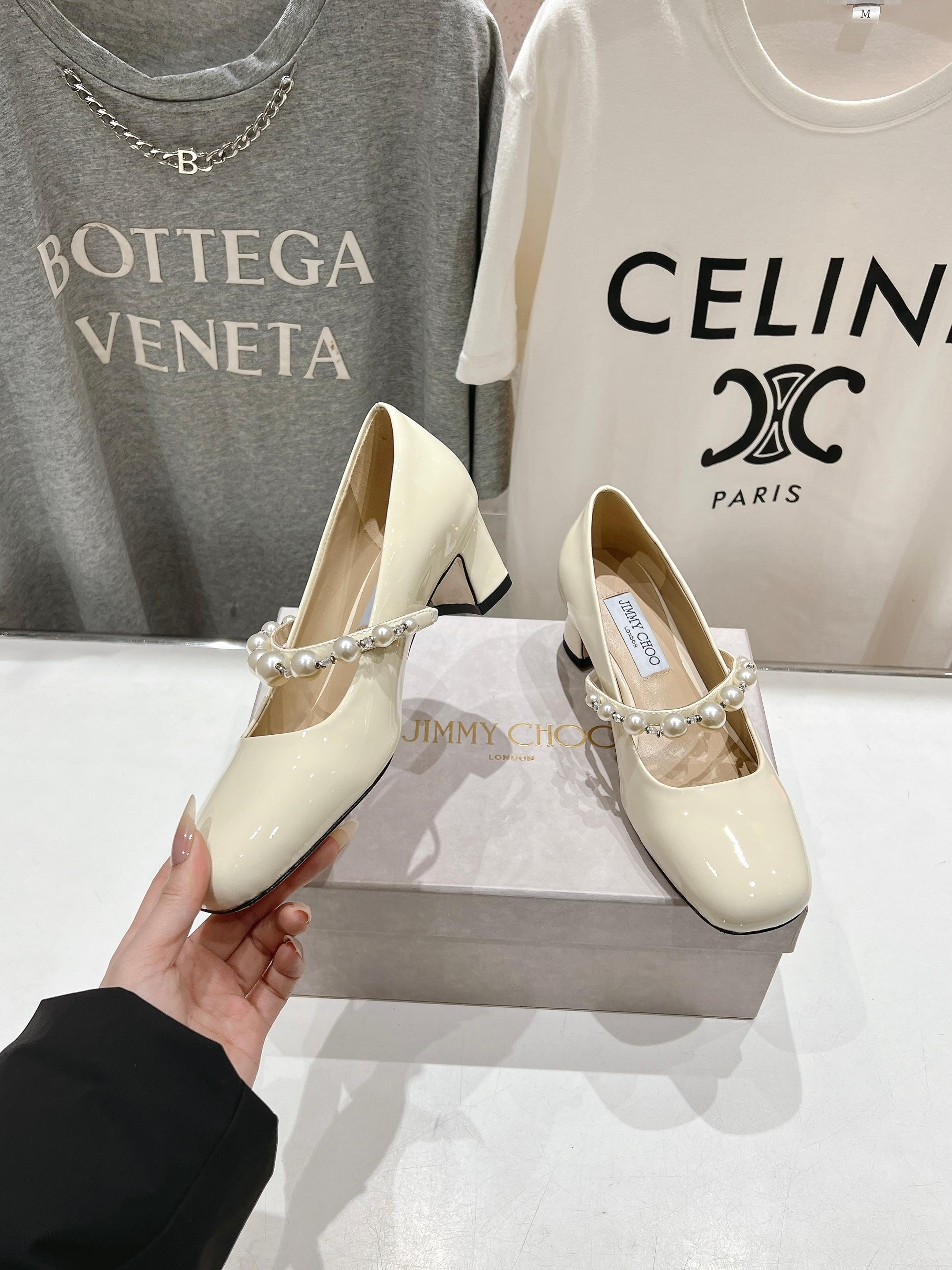 高版本出厂 JIMMY CHOO*｜JC/吉米周ss春夏新款简约小方头珍珠高跟鞋单鞋原版套楦，完美的线条