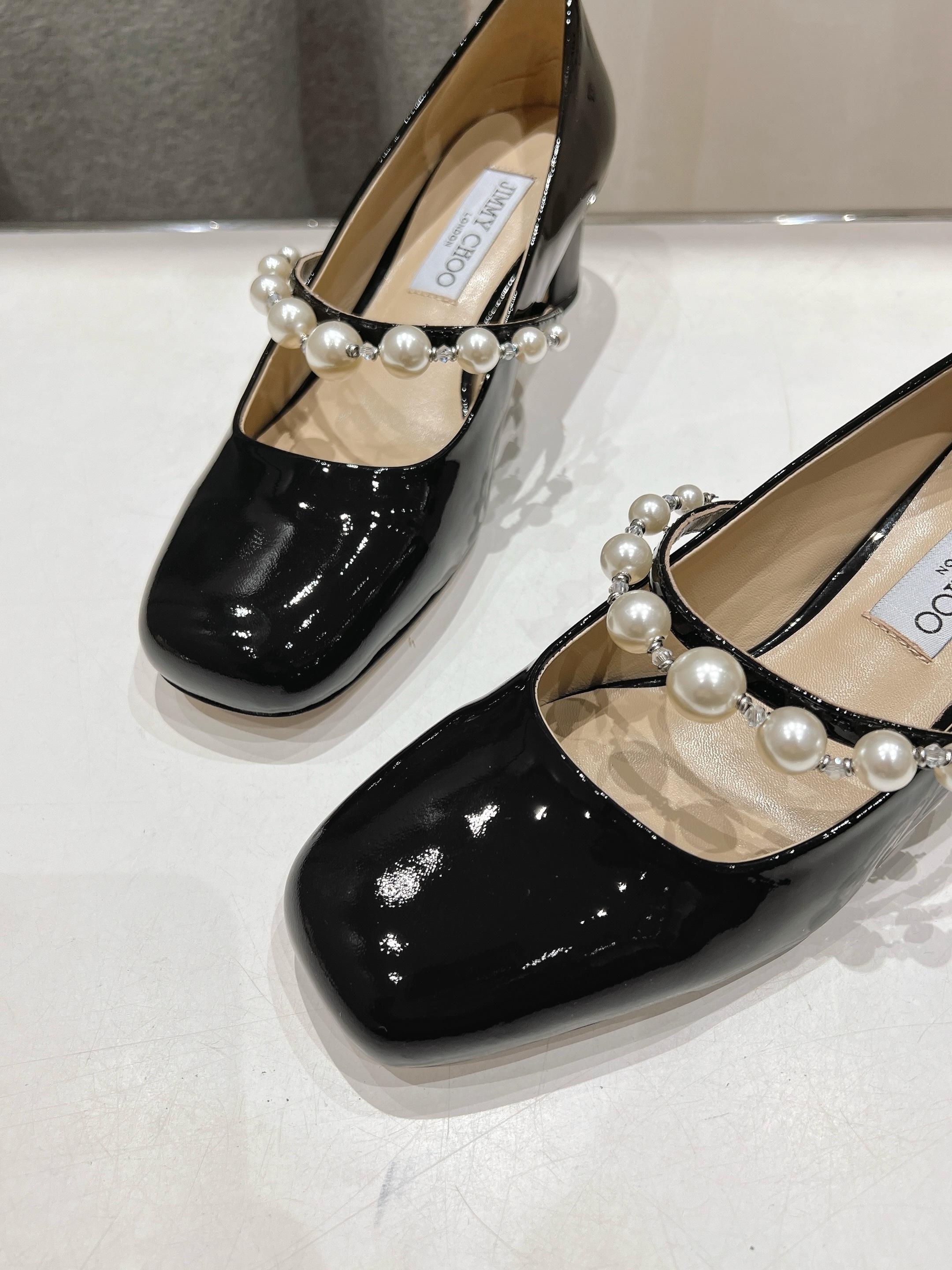 高版本出厂 JIMMY CHOO*｜JC/吉米周ss春夏新款简约小方头珍珠高跟鞋单鞋原版套楦，完美的线条