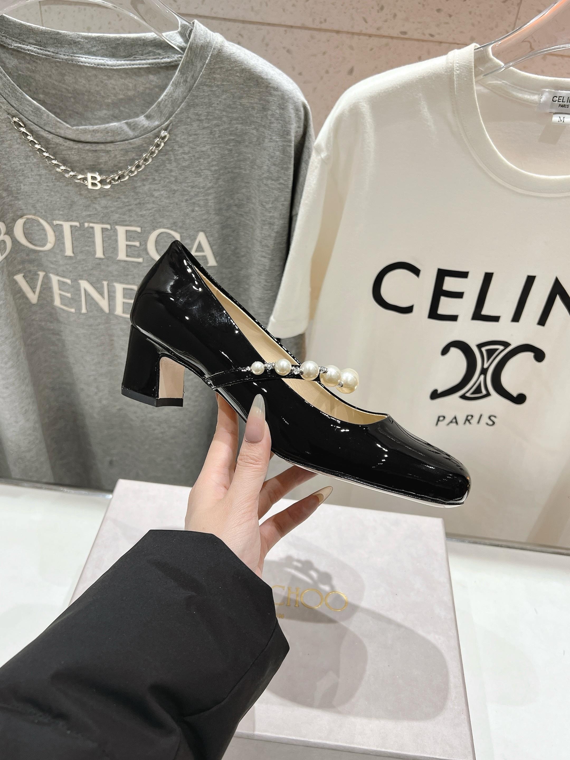 高版本出厂 JIMMY CHOO*｜JC/吉米周ss春夏新款简约小方头珍珠高跟鞋单鞋原版套楦，完美的线条