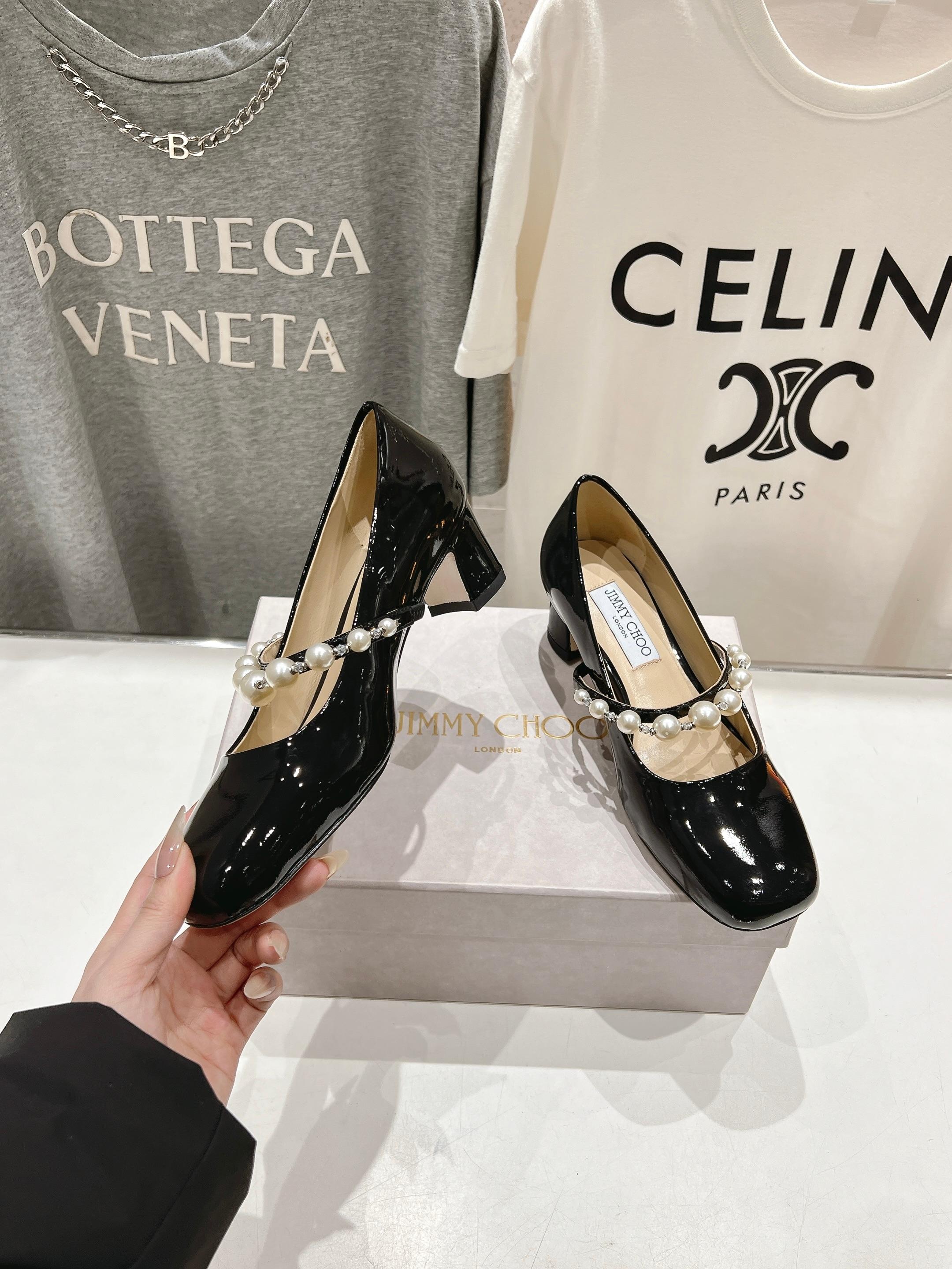 高版本出厂 JIMMY CHOO*｜JC/吉米周ss春夏新款简约小方头珍珠高跟鞋单鞋原版套楦，完美的线条
