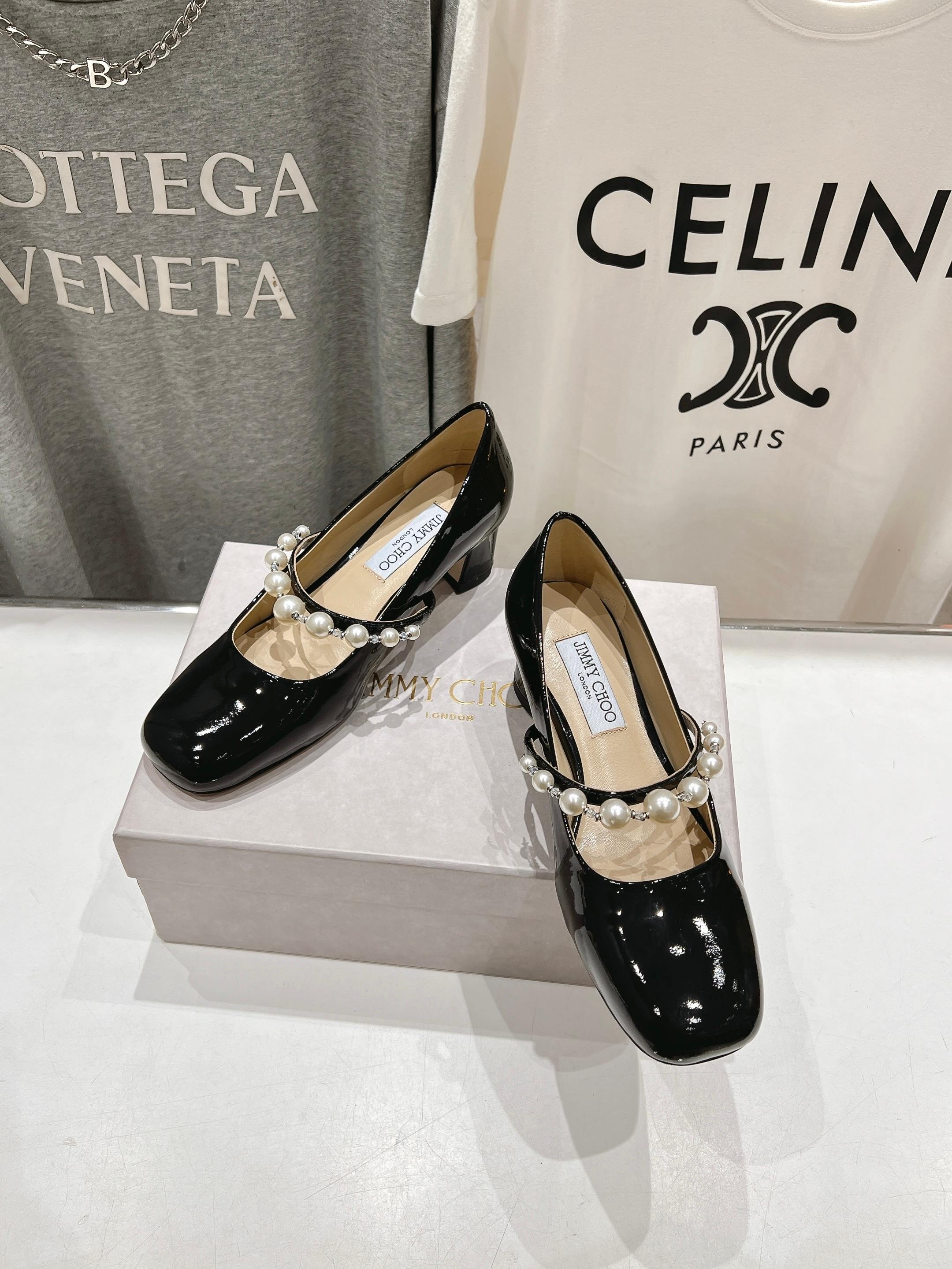 高版本出厂 JIMMY CHOO*｜JC/吉米周ss春夏新款简约小方头珍珠高跟鞋单鞋原版套楦，完美的线条