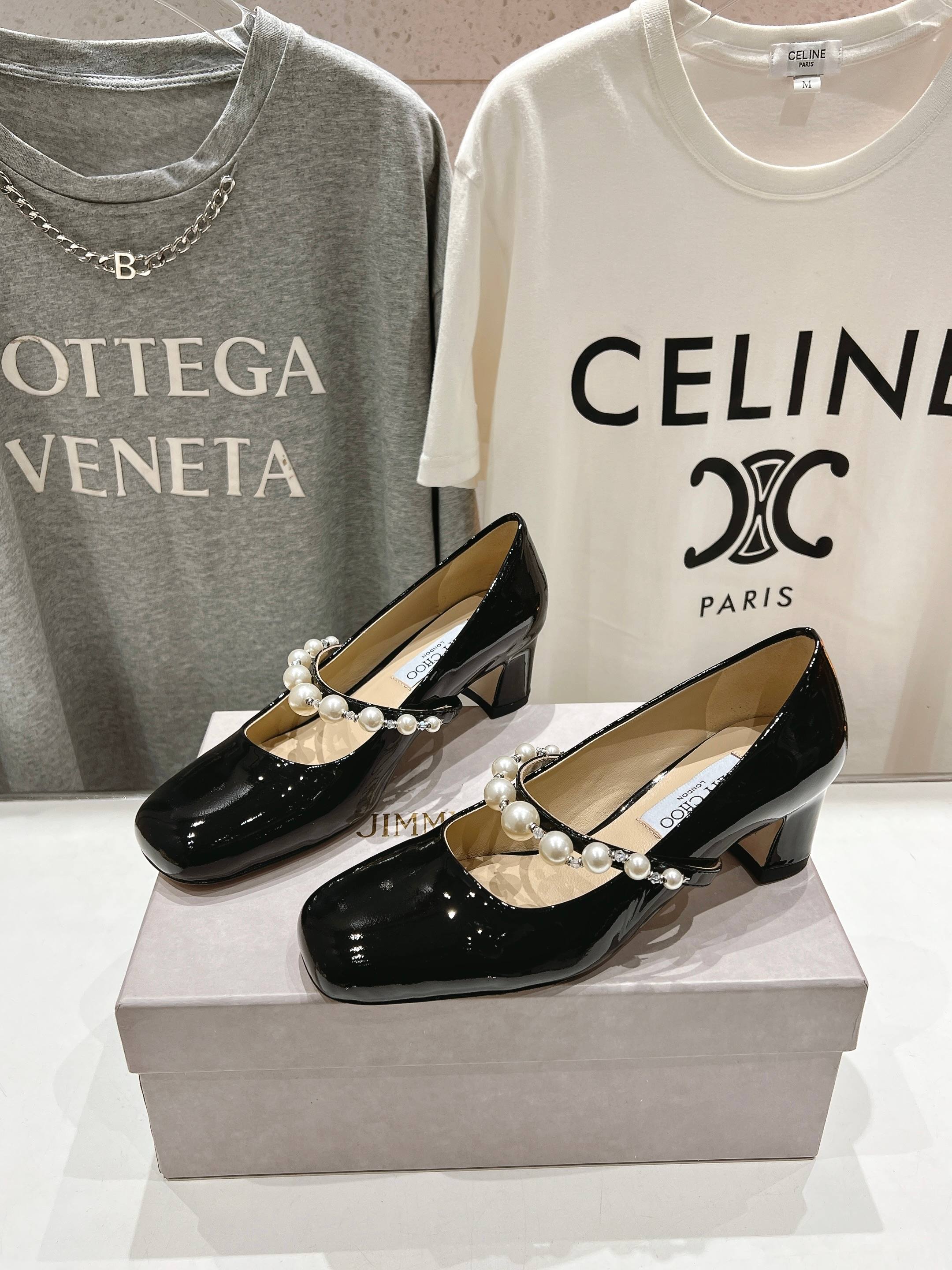 高版本出厂 JIMMY CHOO*｜JC/吉米周ss春夏新款简约小方头珍珠高跟鞋单鞋原版套楦，完美的线条