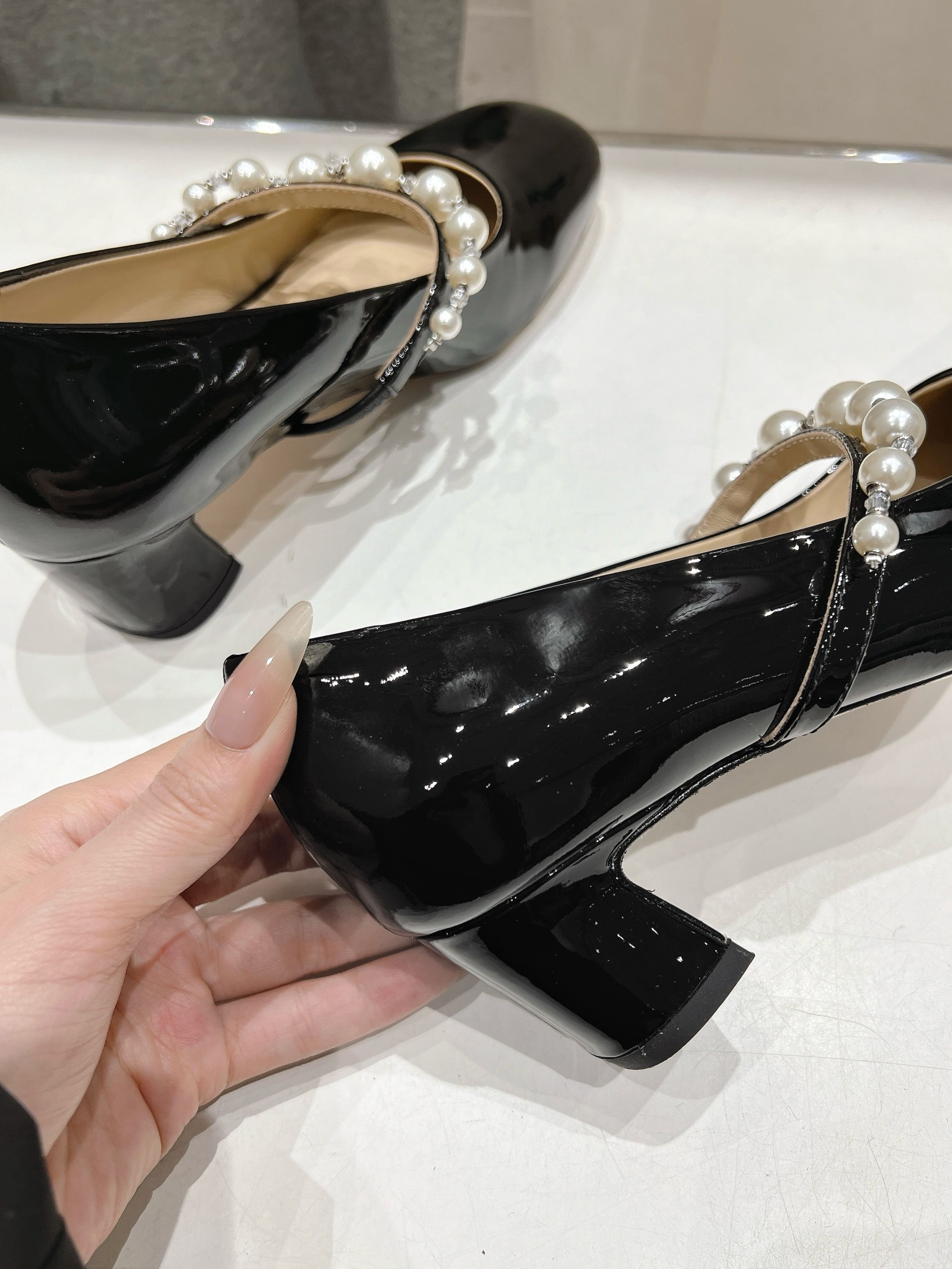 高版本出厂 JIMMY CHOO*｜JC/吉米周ss春夏新款简约小方头珍珠高跟鞋单鞋原版套楦，完美的线条