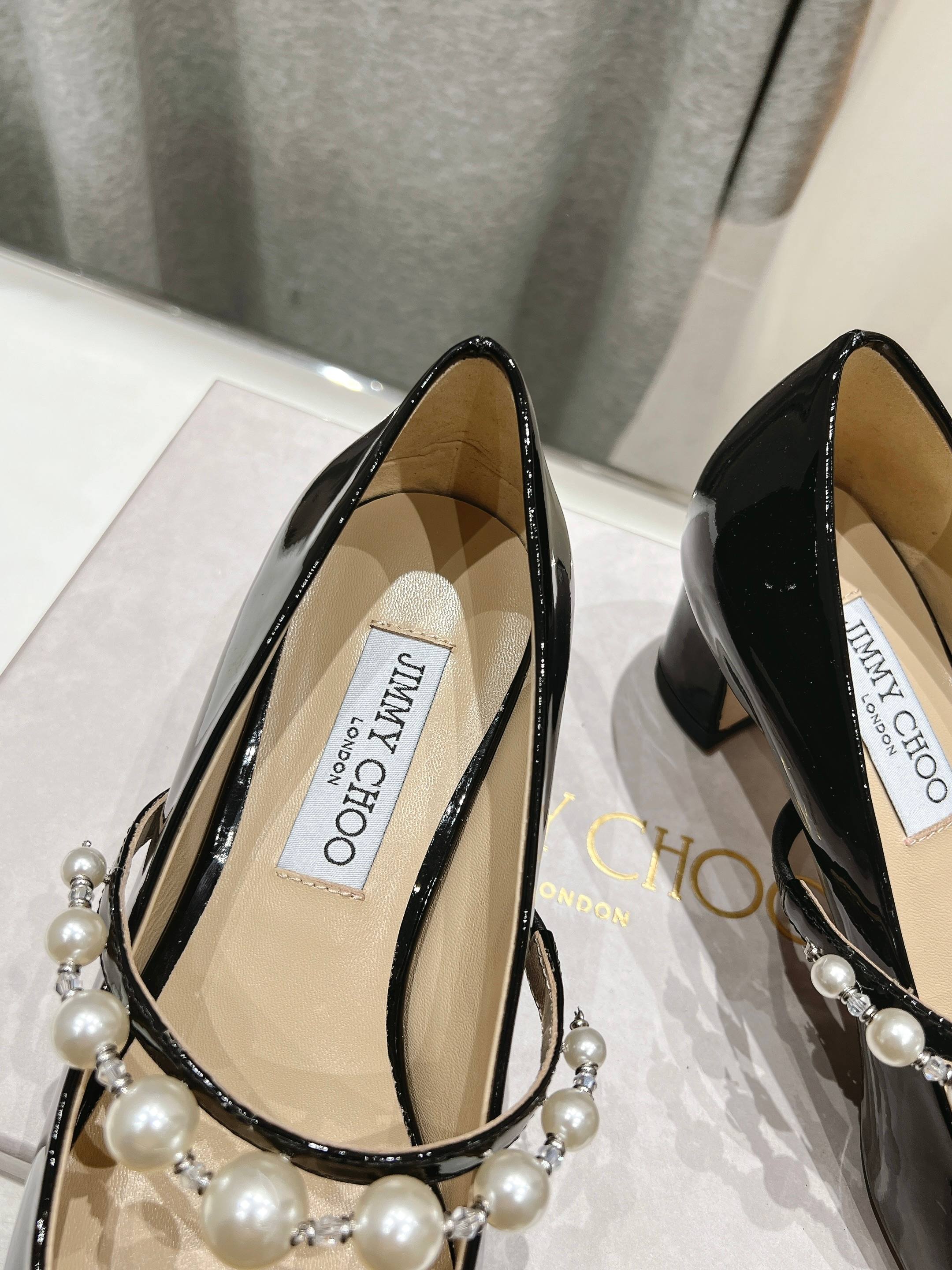 高版本出厂 JIMMY CHOO*｜JC/吉米周ss春夏新款简约小方头珍珠高跟鞋单鞋原版套楦，完美的线条