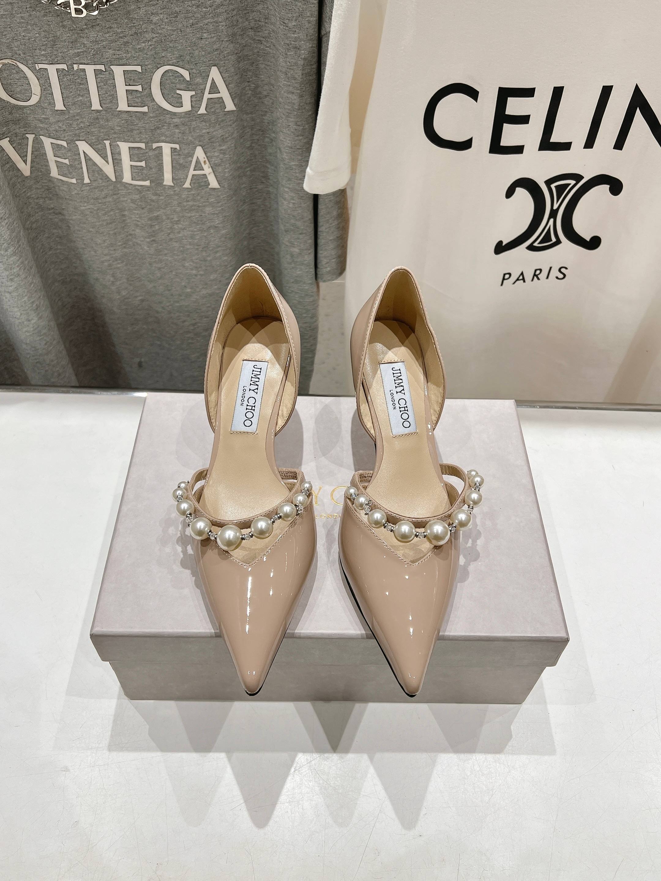 高版本出厂 JIMMY CHOO*｜JC/吉米周ss春夏新款简约尖头珍珠高跟鞋单鞋原版套楦，完美的线条，