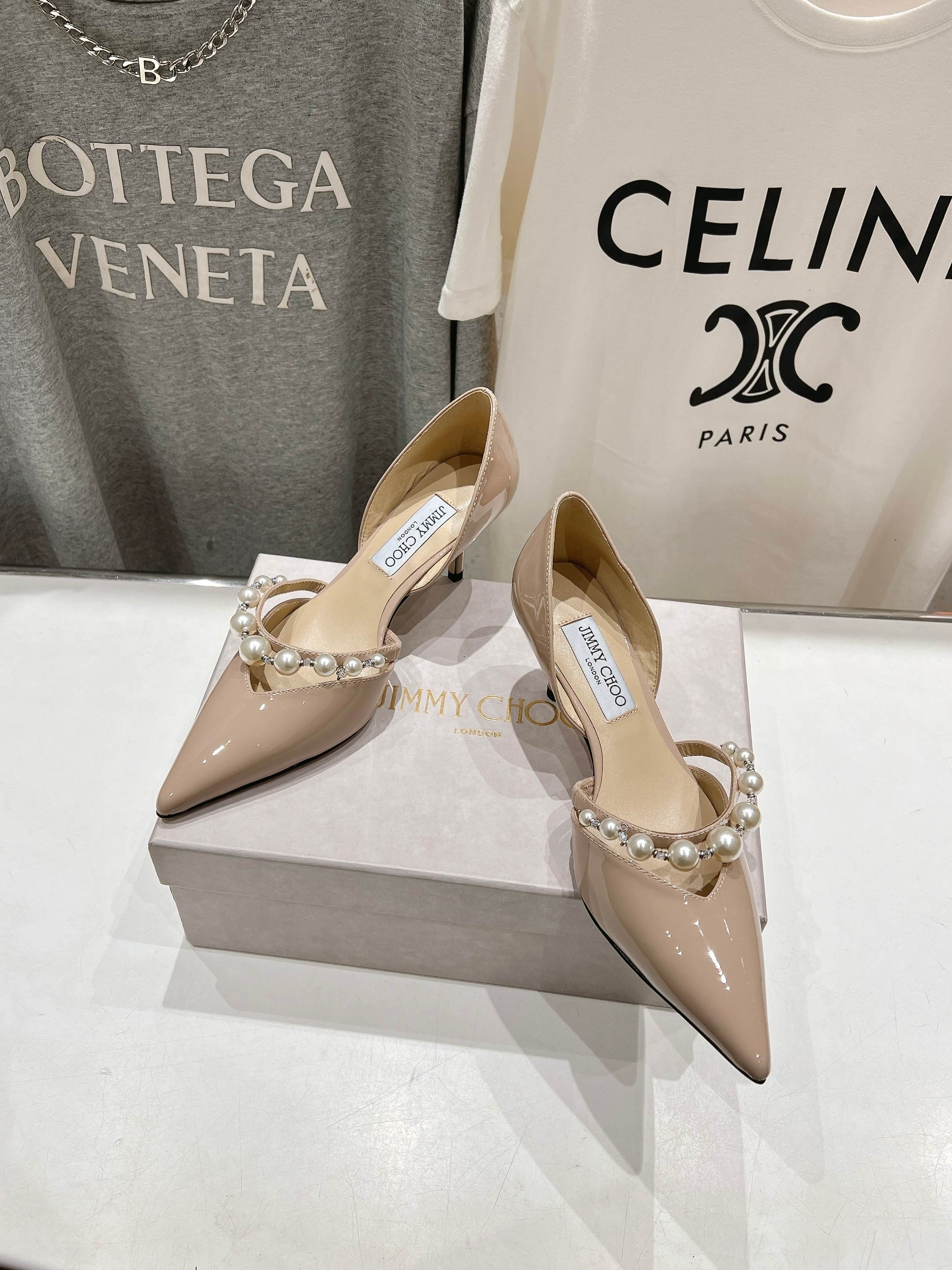 高版本出厂 JIMMY CHOO*｜JC/吉米周ss春夏新款简约尖头珍珠高跟鞋单鞋原版套楦，完美的线条，