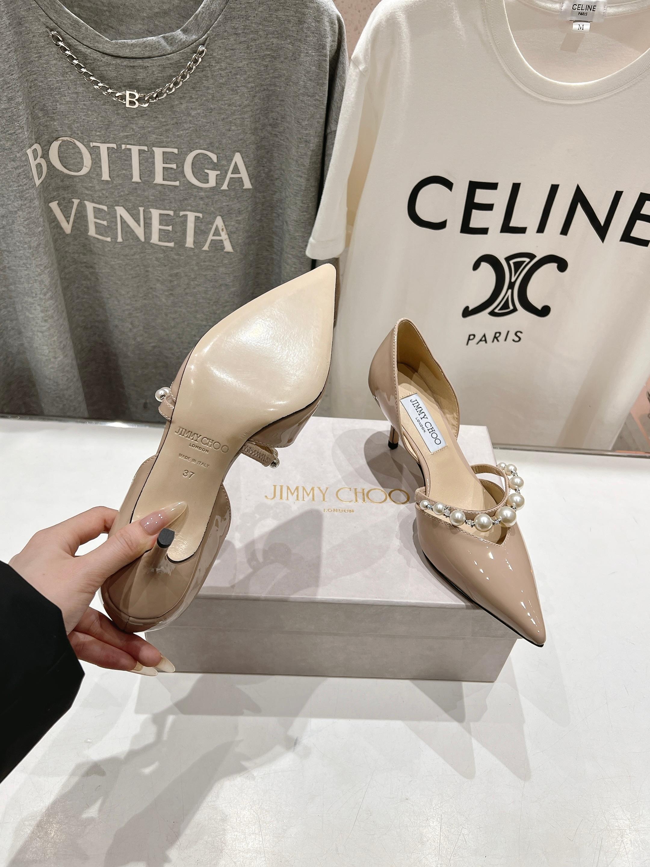 高版本出厂 JIMMY CHOO*｜JC/吉米周ss春夏新款简约尖头珍珠高跟鞋单鞋原版套楦，完美的线条，
