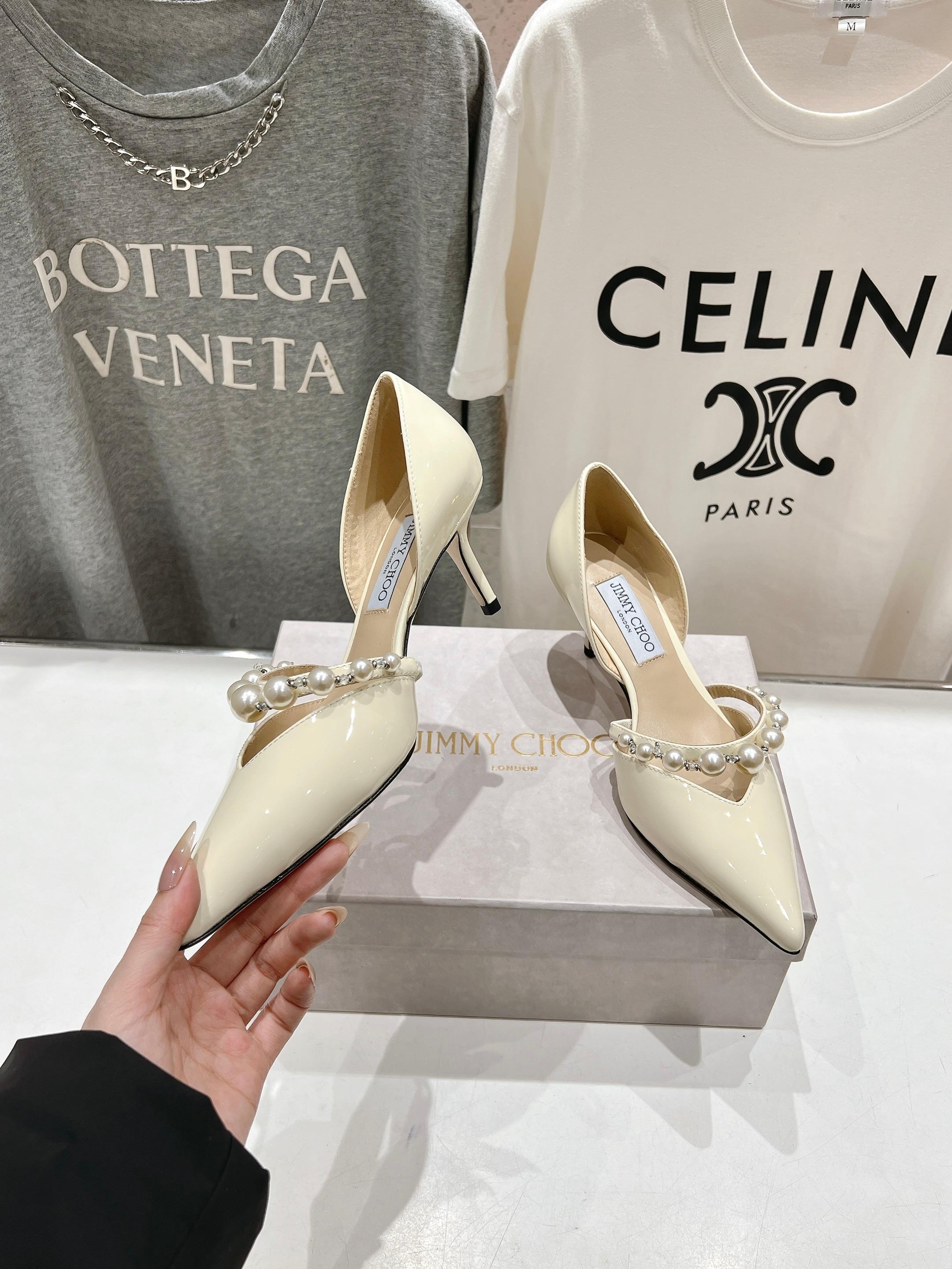 高版本出厂 JIMMY CHOO*｜JC/吉米周ss春夏新款简约尖头珍珠高跟鞋单鞋原版套楦，完美的线条，