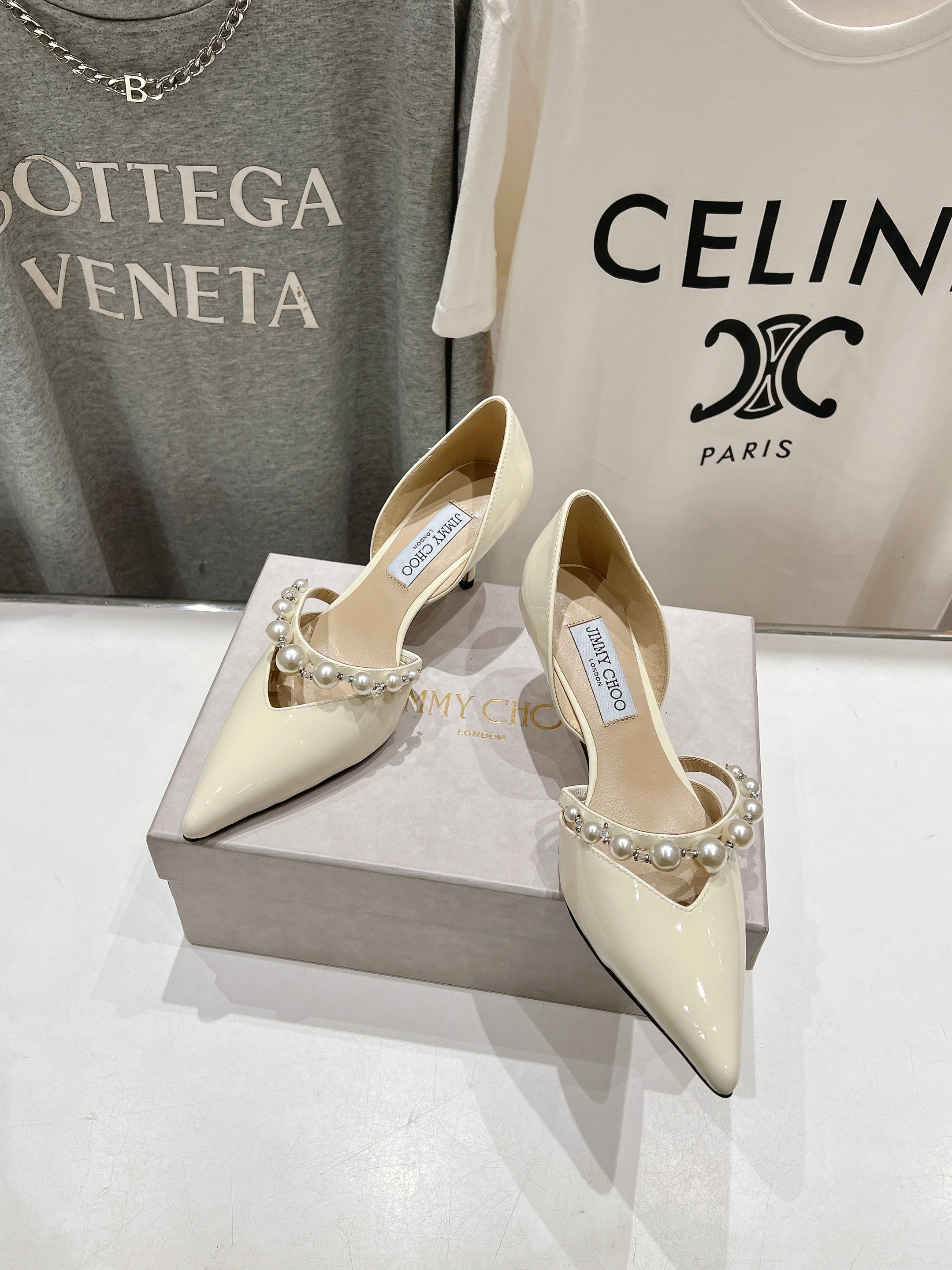 高版本出厂 JIMMY CHOO*｜JC/吉米周ss春夏新款简约尖头珍珠高跟鞋单鞋原版套楦，完美的线条，