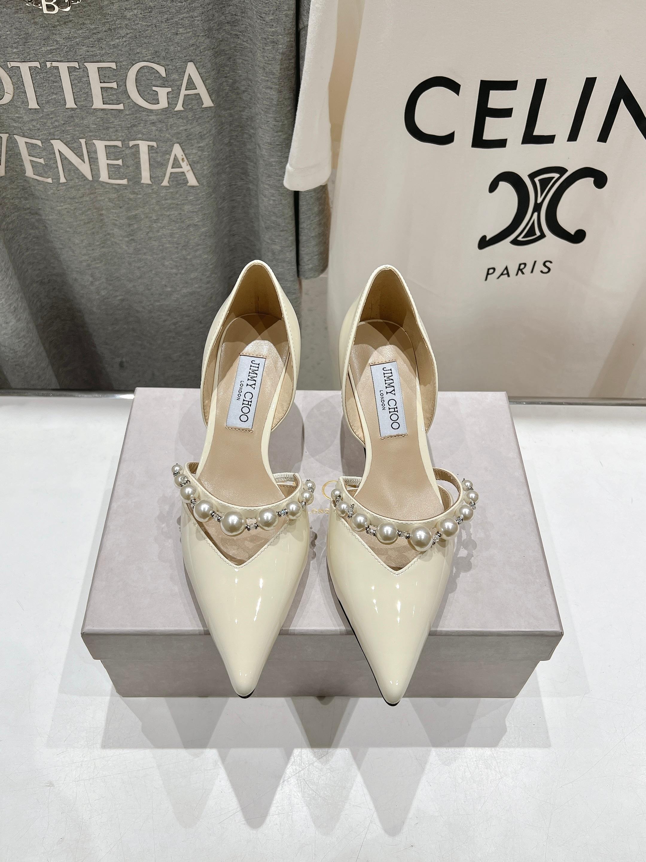 高版本出厂 JIMMY CHOO*｜JC/吉米周ss春夏新款简约尖头珍珠高跟鞋单鞋原版套楦，完美的线条，