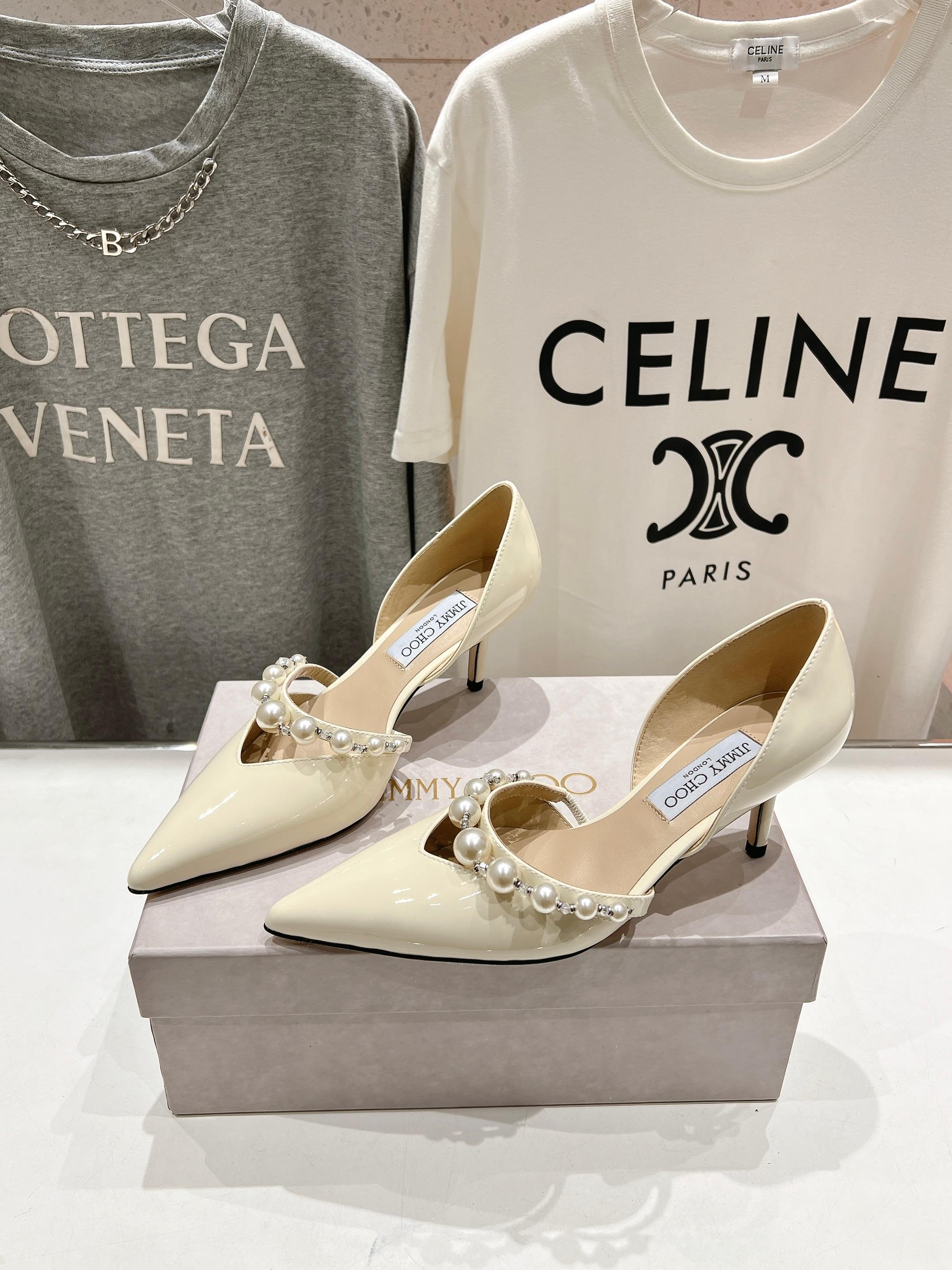 高版本出厂 JIMMY CHOO*｜JC/吉米周ss春夏新款简约尖头珍珠高跟鞋单鞋原版套楦，完美的线条，