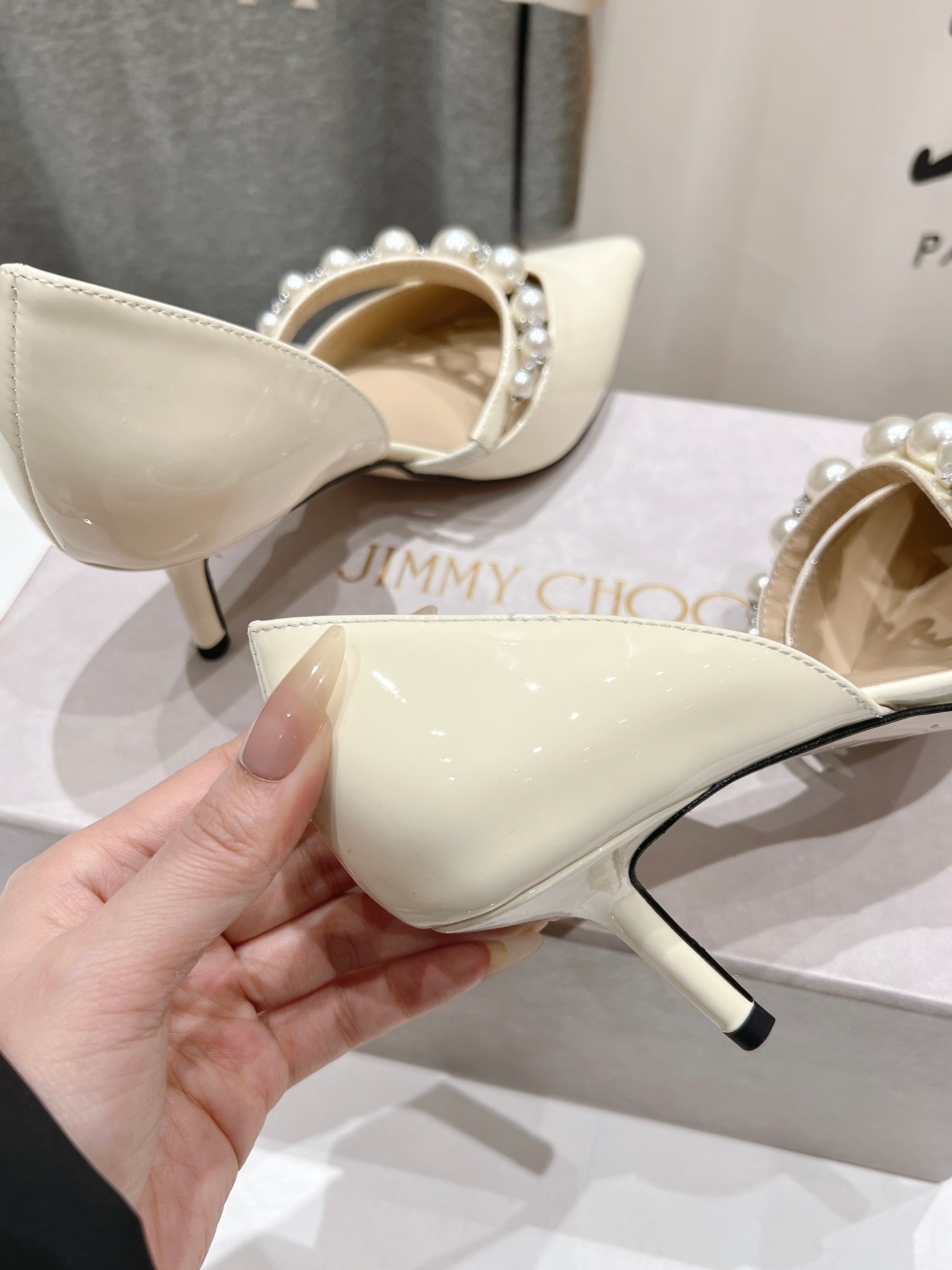 高版本出厂 JIMMY CHOO*｜JC/吉米周ss春夏新款简约尖头珍珠高跟鞋单鞋原版套楦，完美的线条，