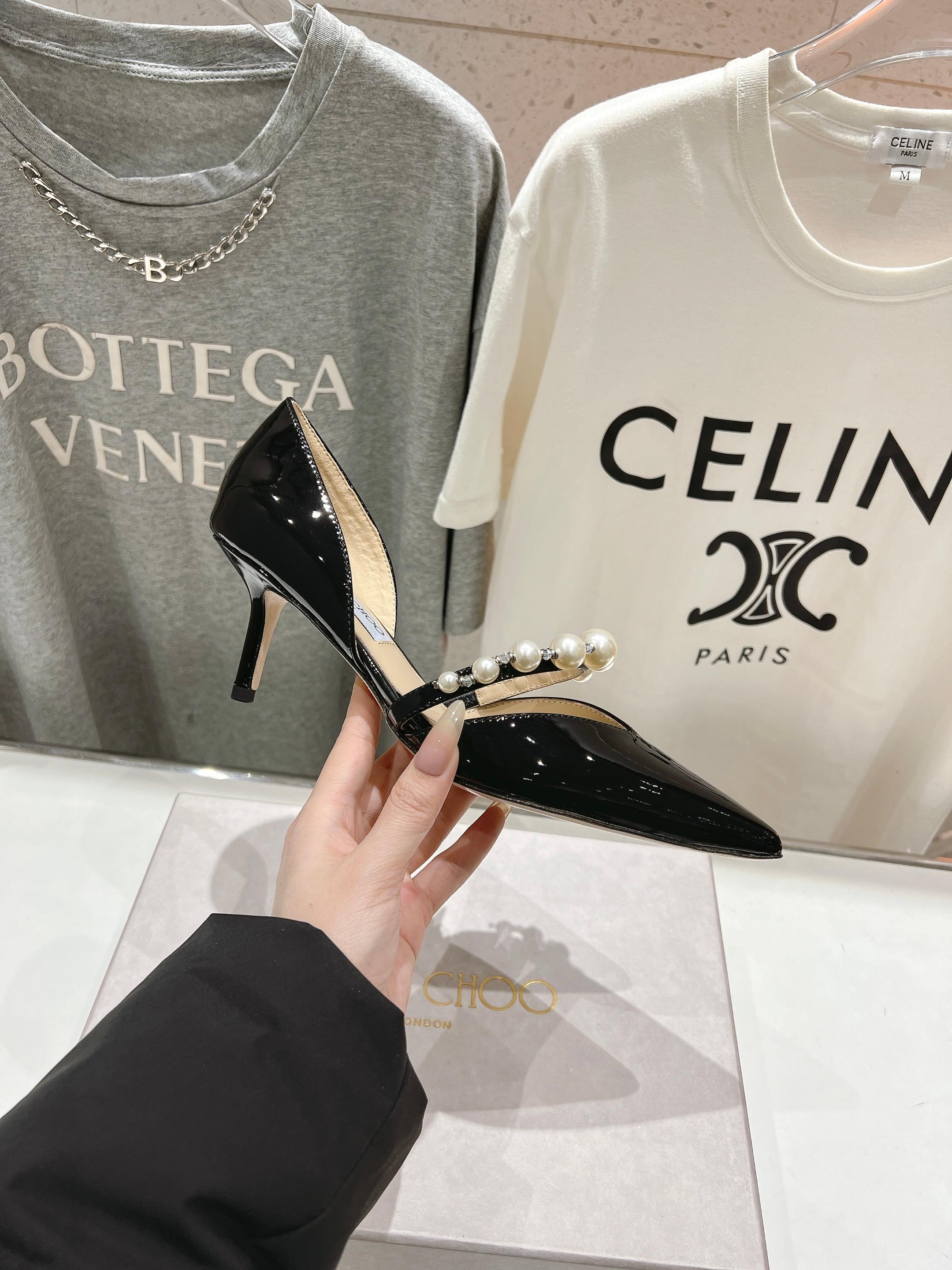 高版本出厂 JIMMY CHOO*｜JC/吉米周ss春夏新款简约尖头珍珠高跟鞋单鞋原版套楦，完美的线条，