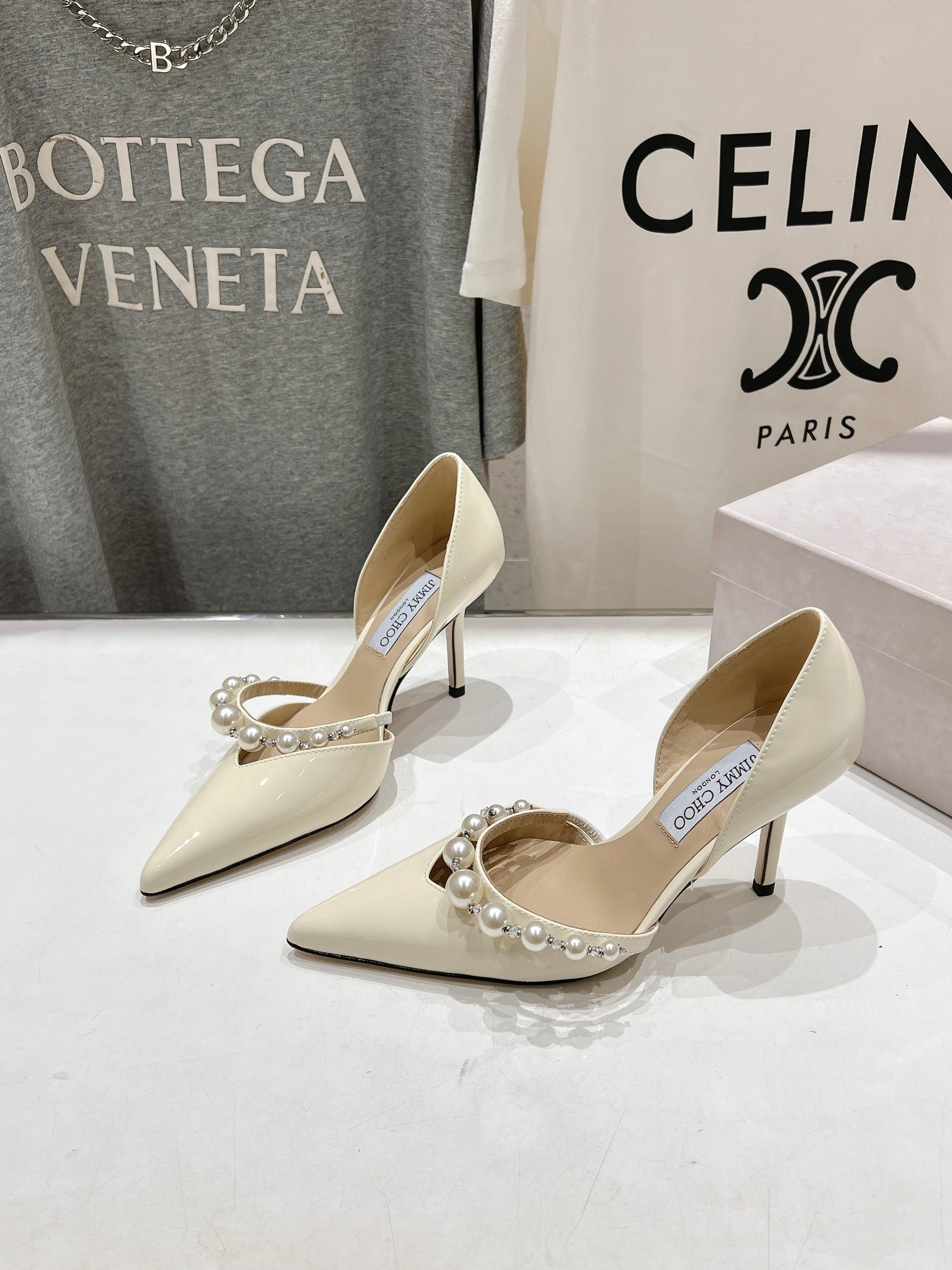 高版本出厂 JIMMY CHOO*｜JC/吉米周ss春夏新款简约尖头珍珠高跟鞋单鞋原版套楦，完美的线条，