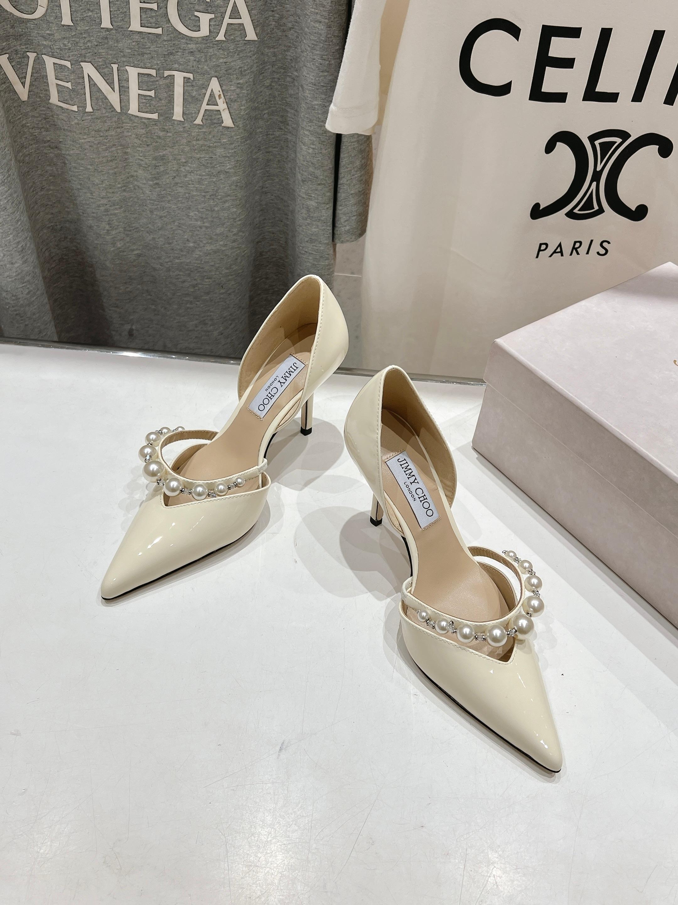 高版本出厂 JIMMY CHOO*｜JC/吉米周ss春夏新款简约尖头珍珠高跟鞋单鞋原版套楦，完美的线条，