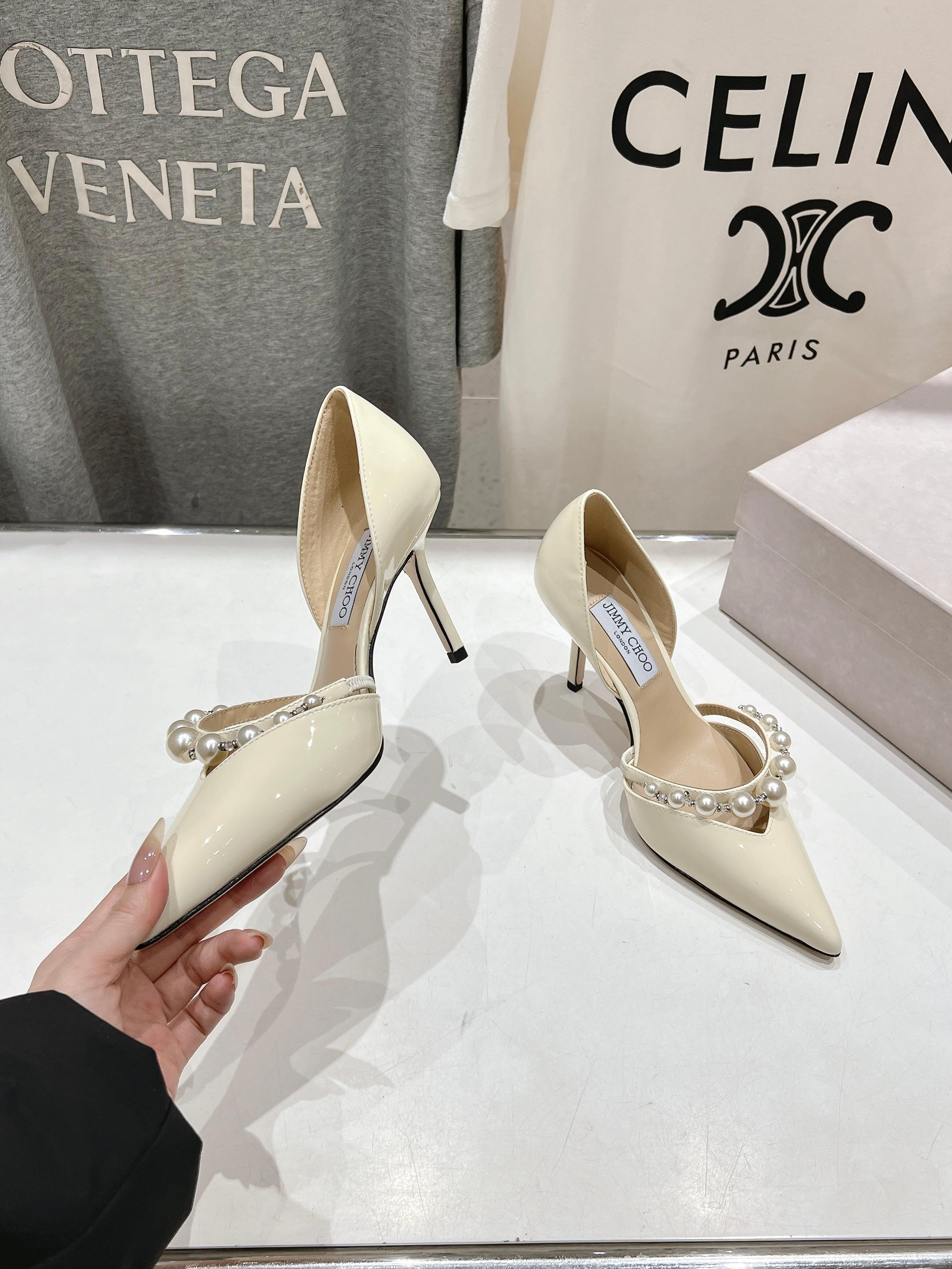 高版本出厂 JIMMY CHOO*｜JC/吉米周ss春夏新款简约尖头珍珠高跟鞋单鞋原版套楦，完美的线条，