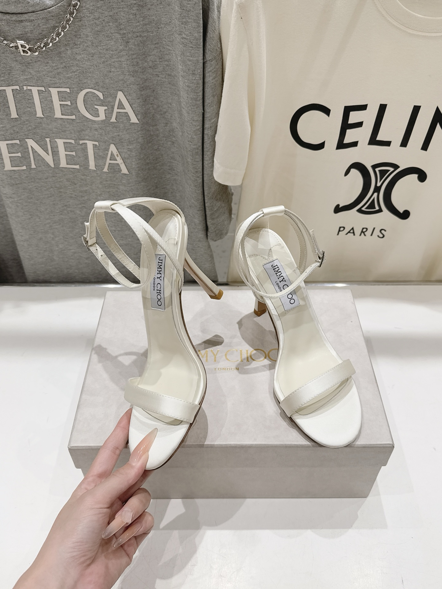 Satin Single Strap Ankle Wrap Square Toe Sandals