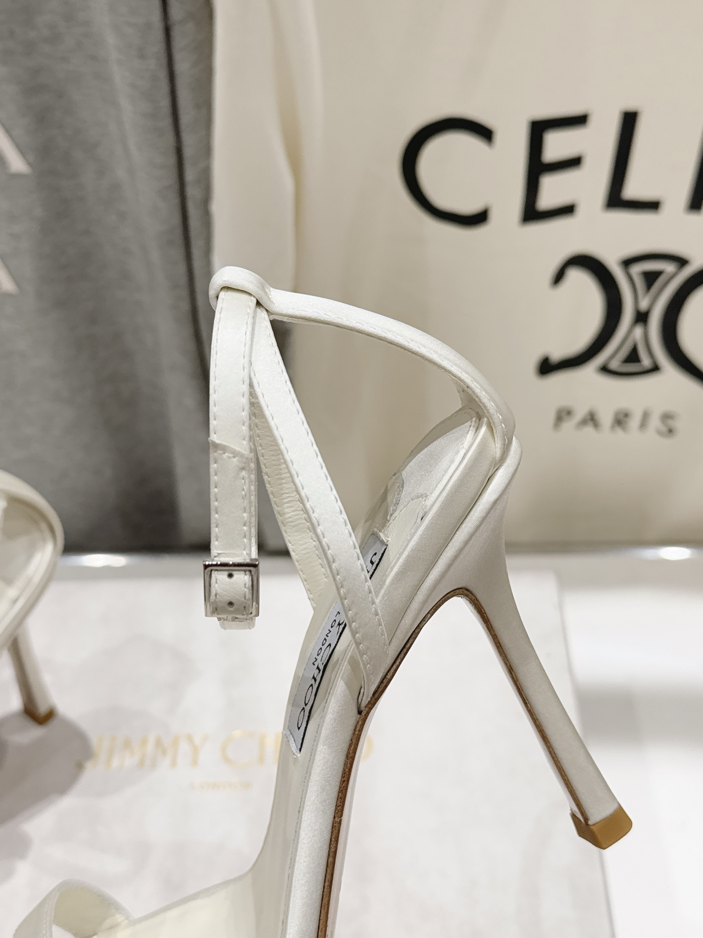 Satin Single Strap Ankle Wrap Square Toe Sandals
