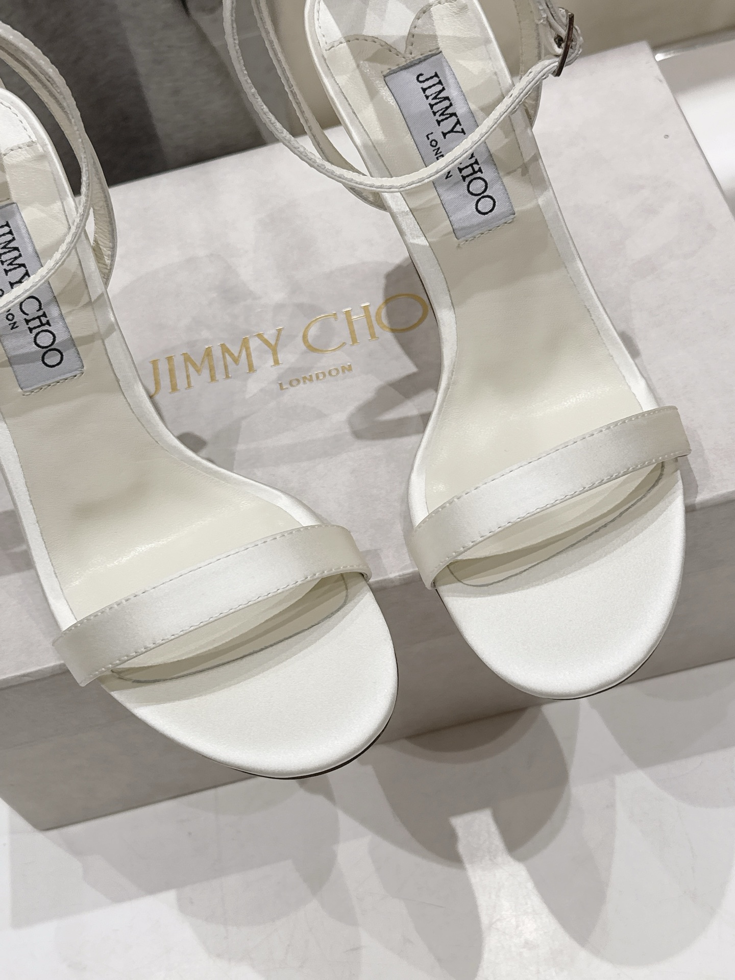 Satin Single Strap Ankle Wrap Square Toe Sandals