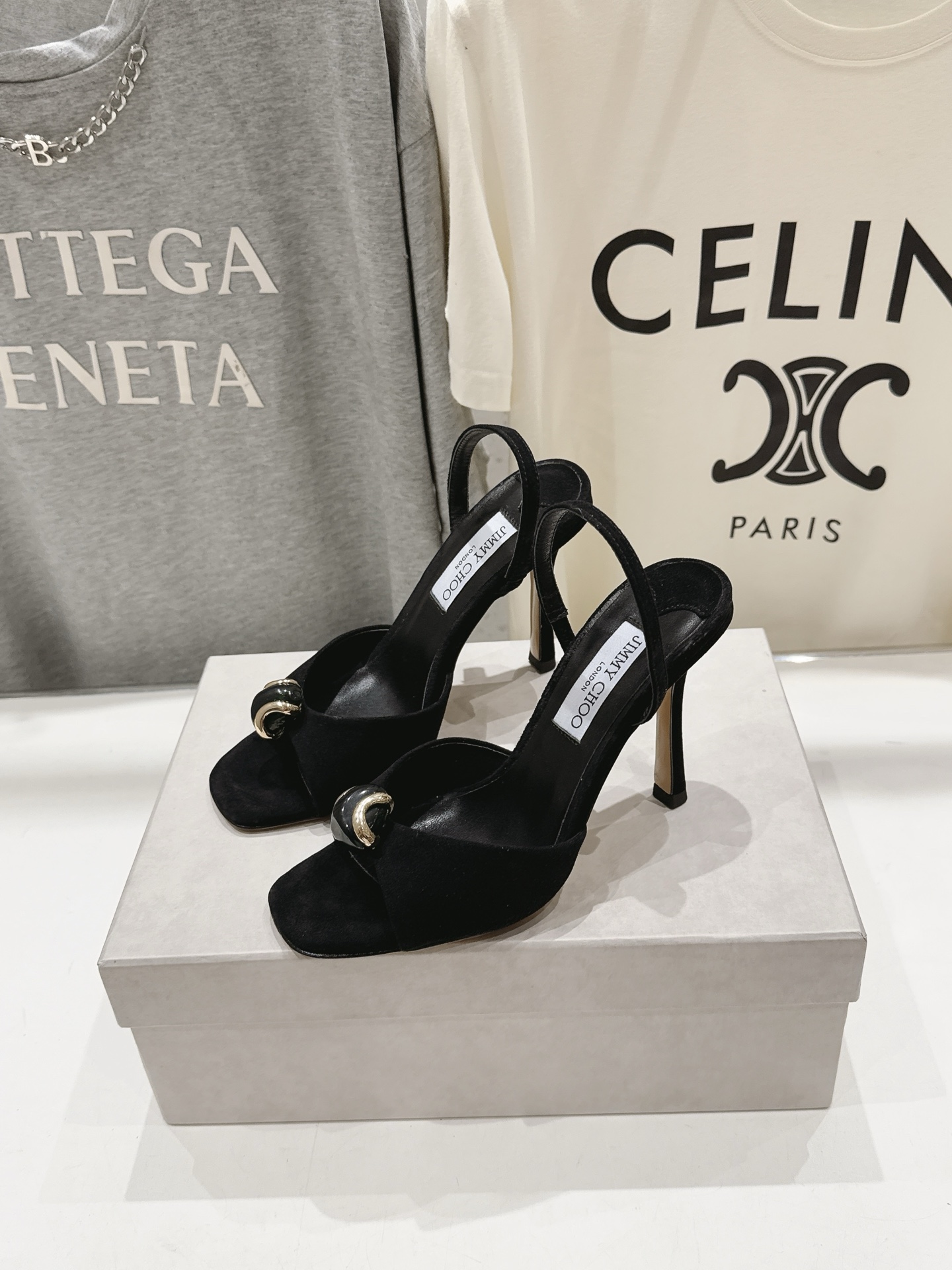 Suede Ring Ornament Square Toe Slingback Sandals