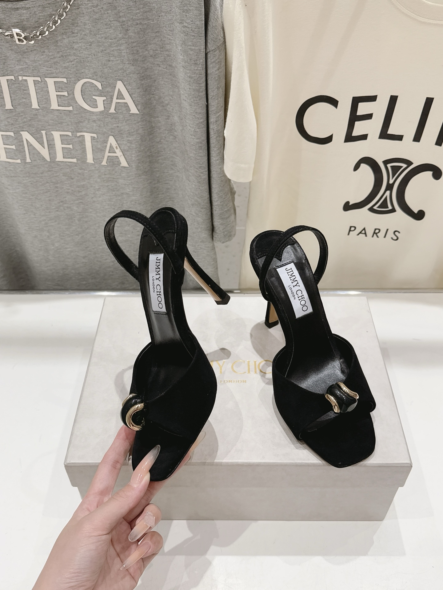 Suede Ring Ornament Square Toe Slingback Sandals