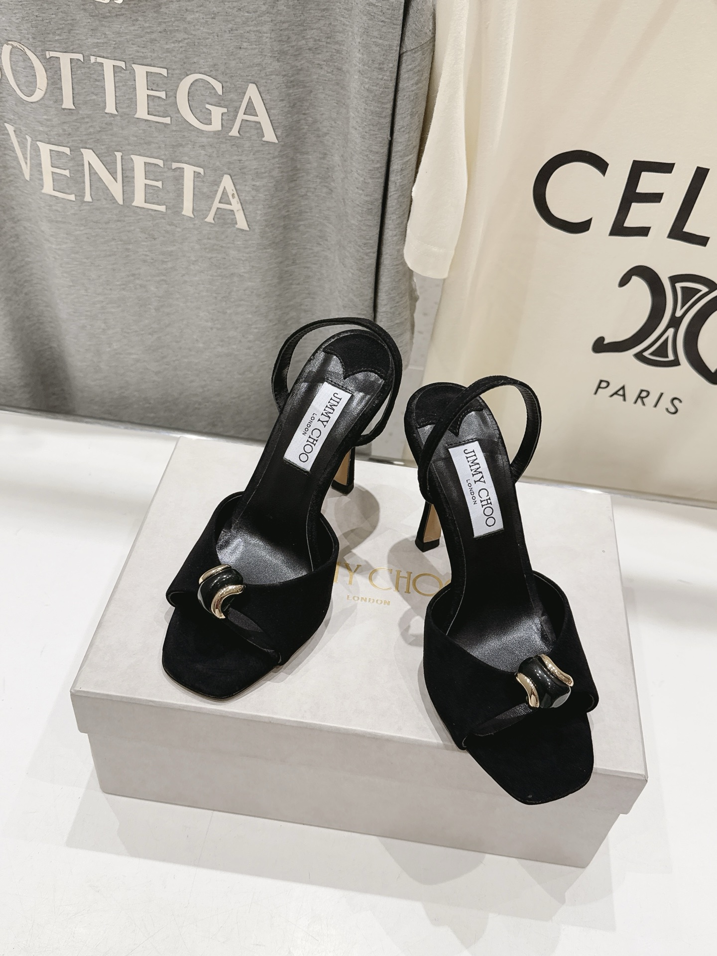Suede Ring Ornament Square Toe Slingback Sandals