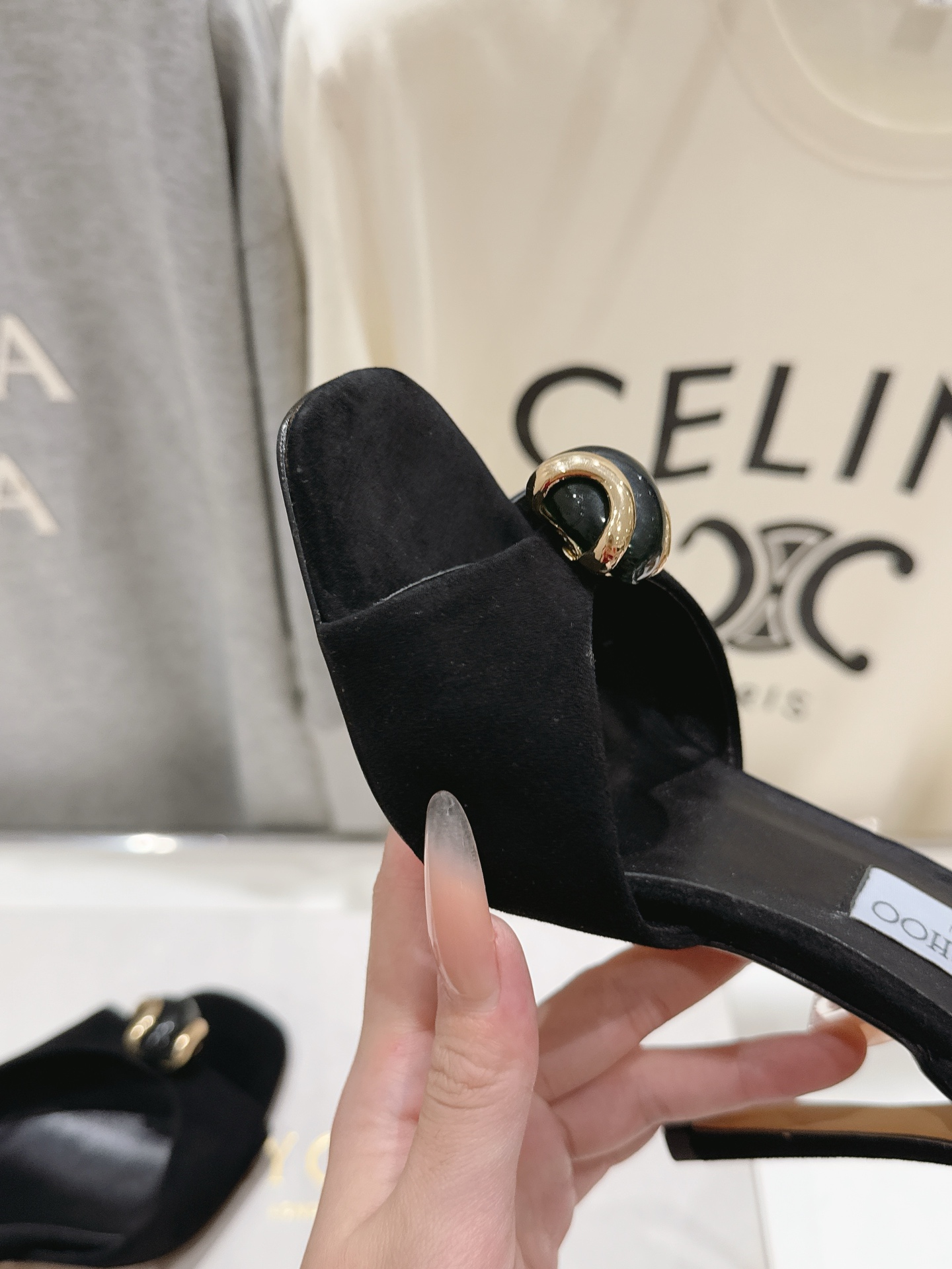 Suede Ring Ornament Square Toe Slingback Sandals