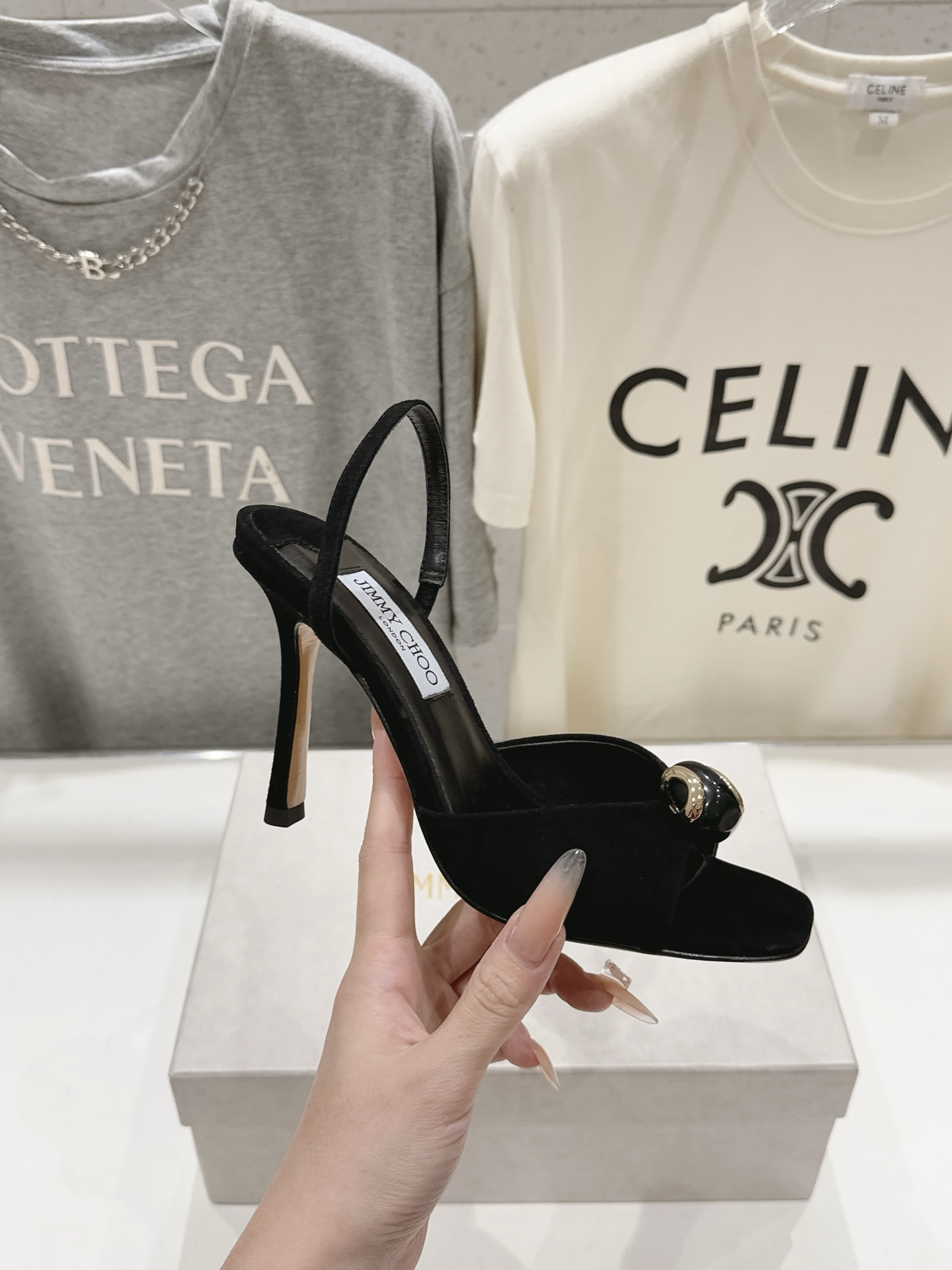 Suede Ring Ornament Square Toe Slingback Sandals