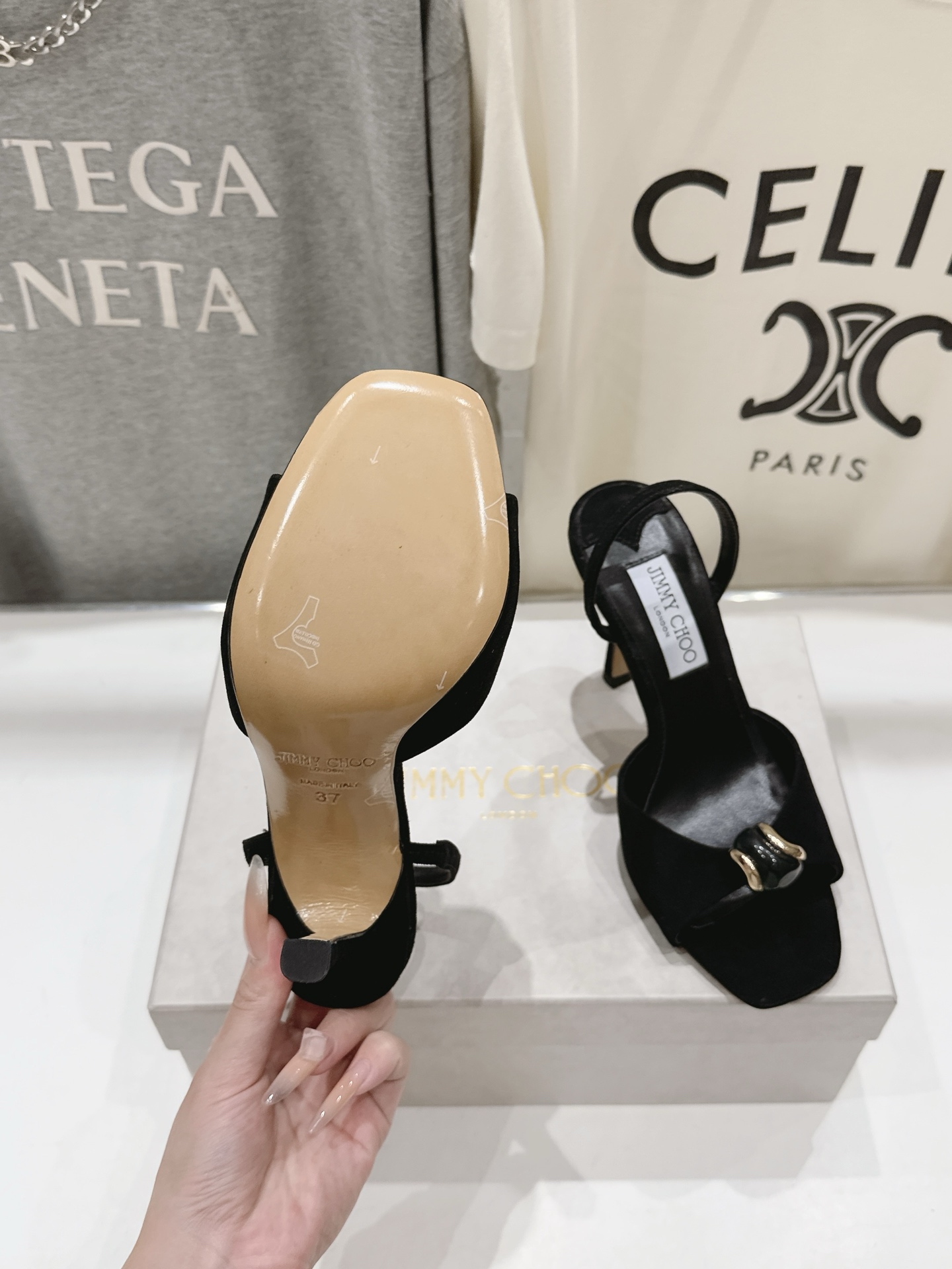 Suede Ring Ornament Square Toe Slingback Sandals
