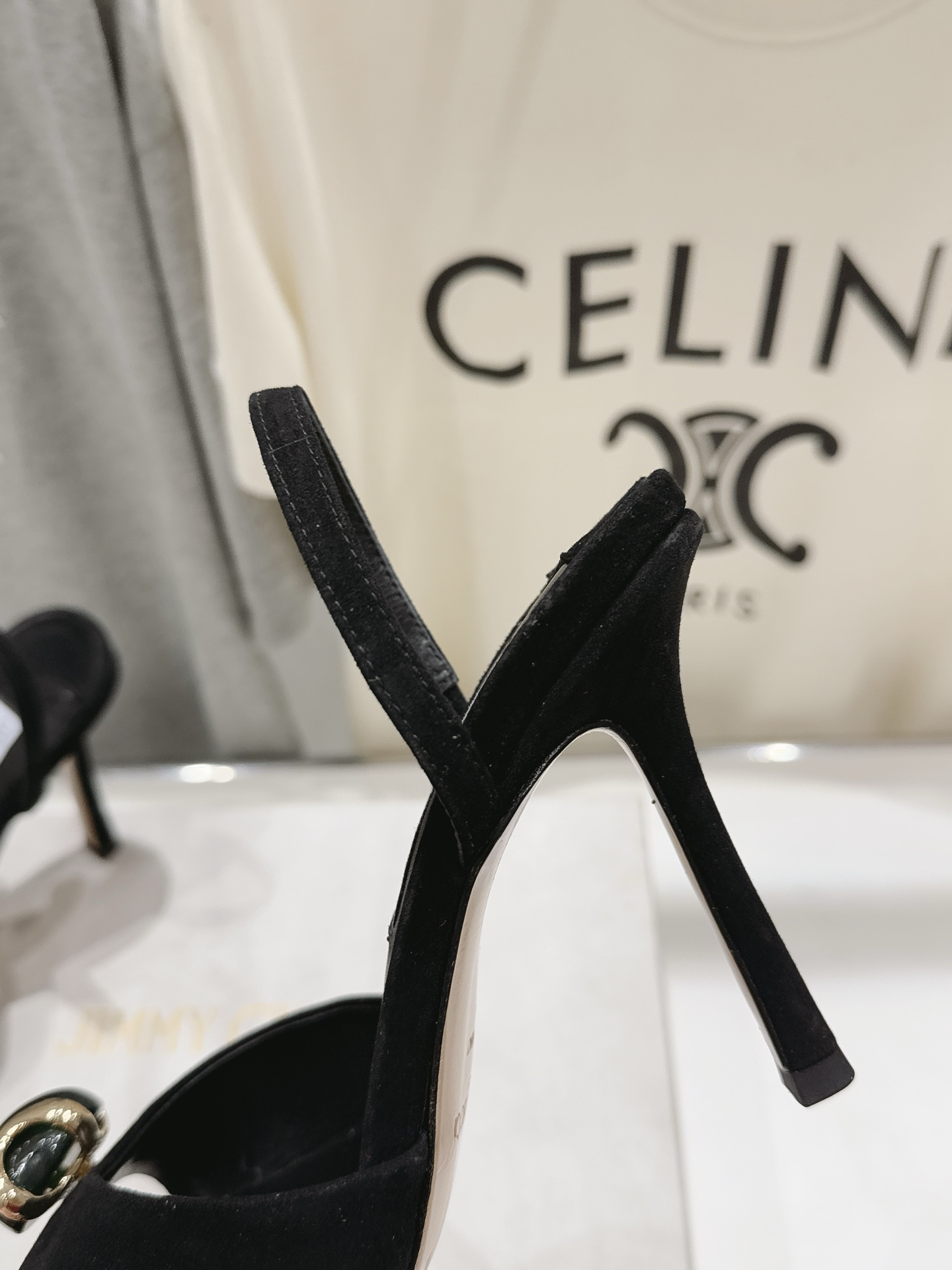 Suede Ring Ornament Square Toe Slingback Sandals