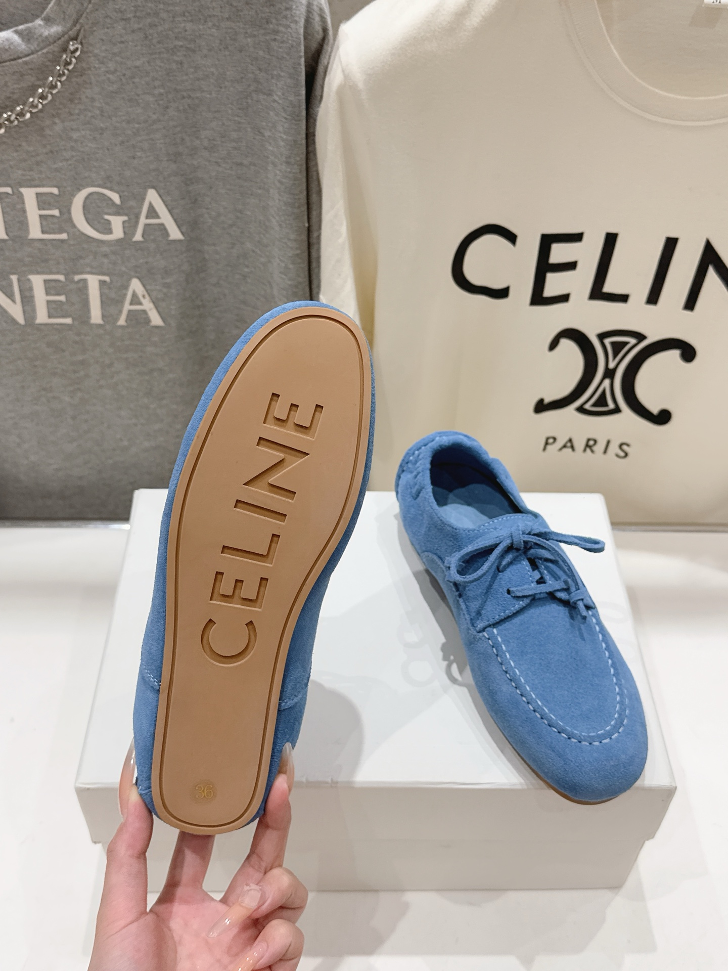 高版本出厂   Celine/赛琳F037 26ss/专柜新款仙女风平底一脚蹬休闲鞋单鞋玛丽珍乐福鞋～ 各路博主纷纷亮出