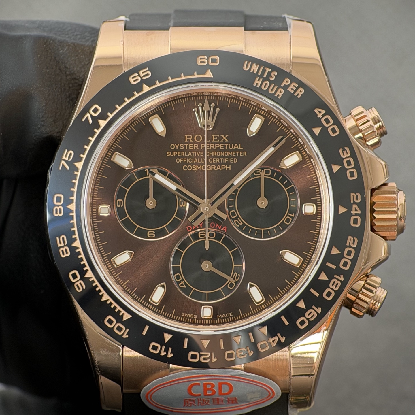 NO:881907,Produced by genuine CBD, you will get your money back!  Rose gold chocolate Daytona movement,19860909真CBD出品,掉皮包退！玫瑰金巧克力迪通拿机芯,,Watch