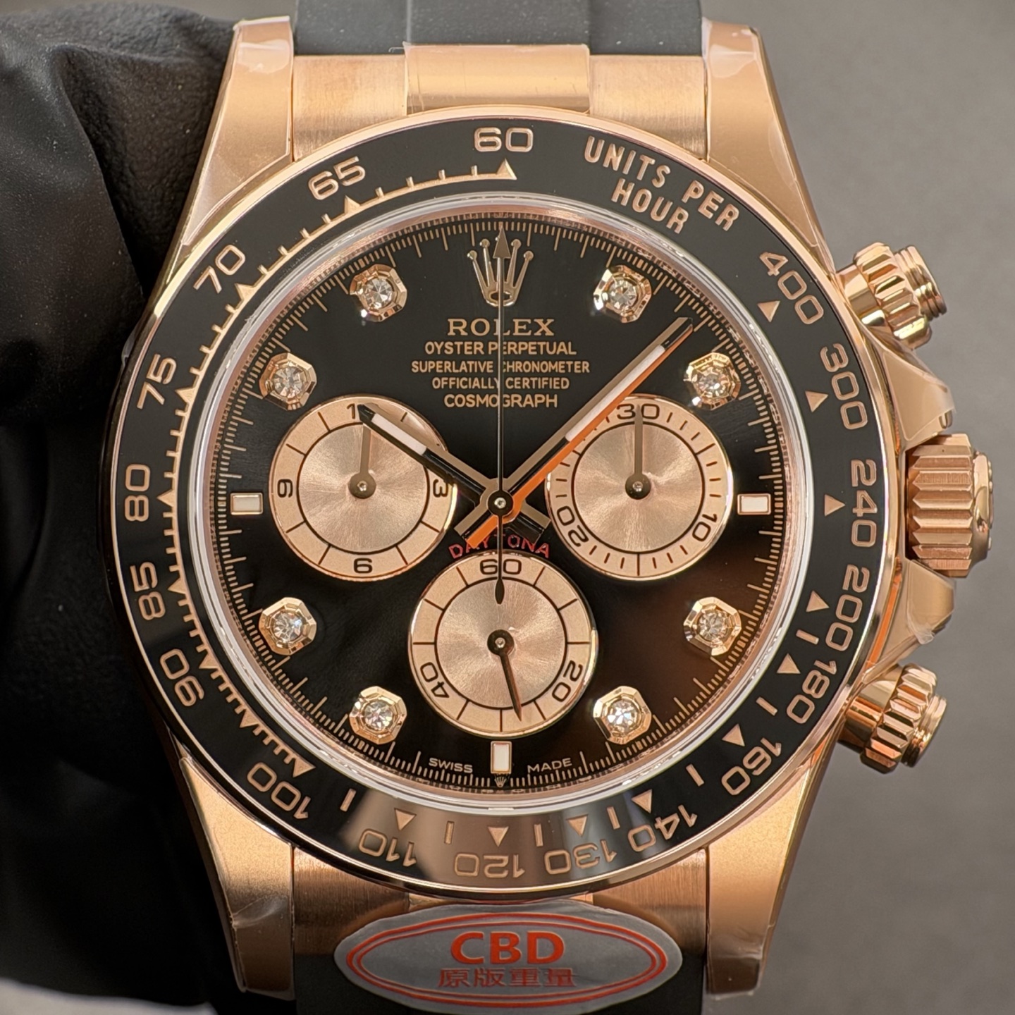 NO:881870,Produced by genuine CBD, you will get your money back!  Black plate with gold eyes and diamond-engraved Daytona 4131 movement,19860909真CBD出品,掉皮包退！黑盘金眼睛钻刻迪通拿4131机芯,,Watch