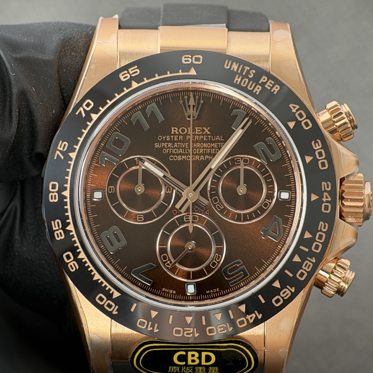 NO:881877,Produced by genuine CBD, you will get your money back!  Rose gold chocolate numerals engraved Daytona movement,19860909真CBD出品,掉皮包退！玫瑰金巧克力数字刻迪通拿机芯,,Watch