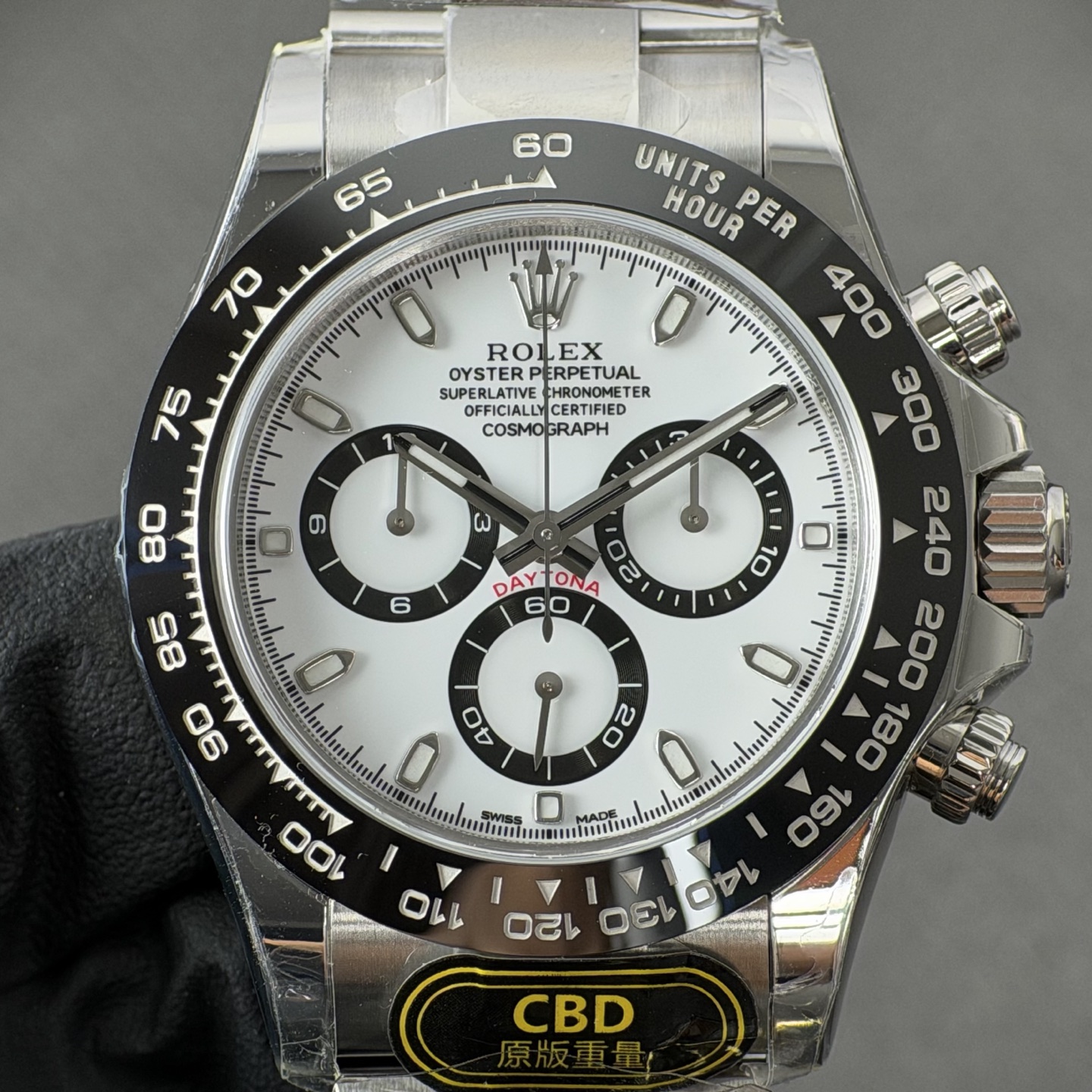 NO:881902,Produced by genuine CBD, you will get your money back!  White Panda Daytona movement,19860909真CBD出品,掉皮包退！白熊猫迪通拿机芯,,Watch