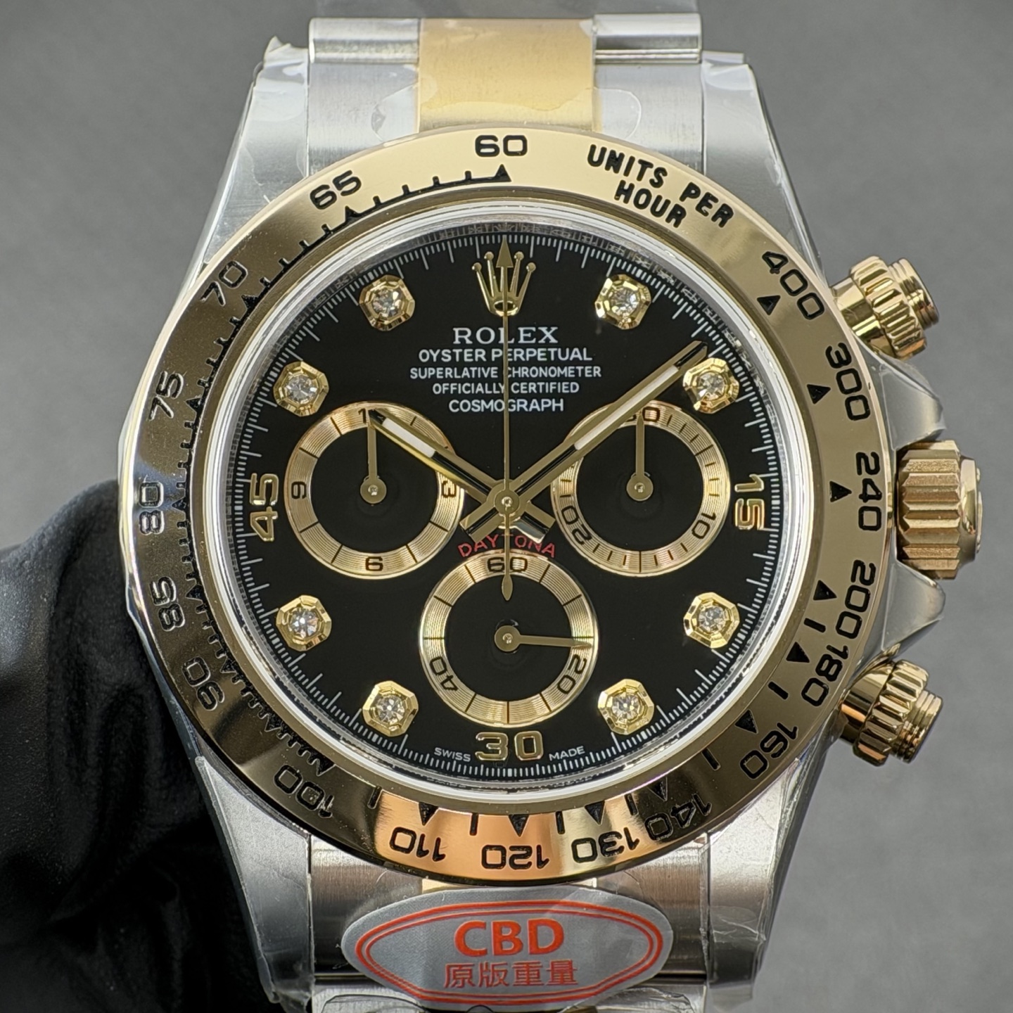 NO:881927,Produced by genuine CBD, you will get your money back!  Daytona movement with gold diamonds and engraved gold eyes,19860909真CBD出品,掉皮包退！间金钻刻金眼睛迪通拿机芯,,Watch