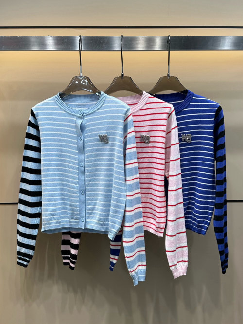 Alexander Wang Striped Color Block Cardigan with Brooch Detail - Stylish Knitwear 1 Alexander Wang Striped Color Block Cardigan with Brooch Detail – Stylish Knitwear