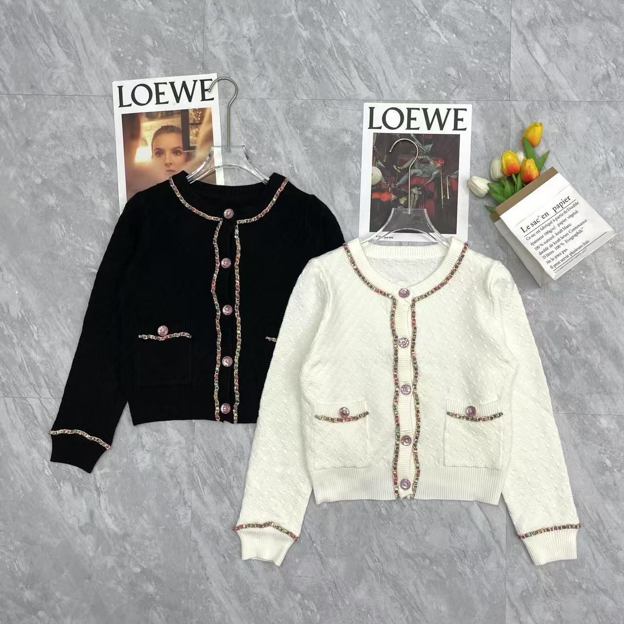 NO:454426,Xiaoxiang colored chain-edge long-sleeved cardigan with buttons and no buttons, alexander wang19860909小香彩色链边长袖开衫有扣和无扣两个款,,alexander wang,Women's clothing